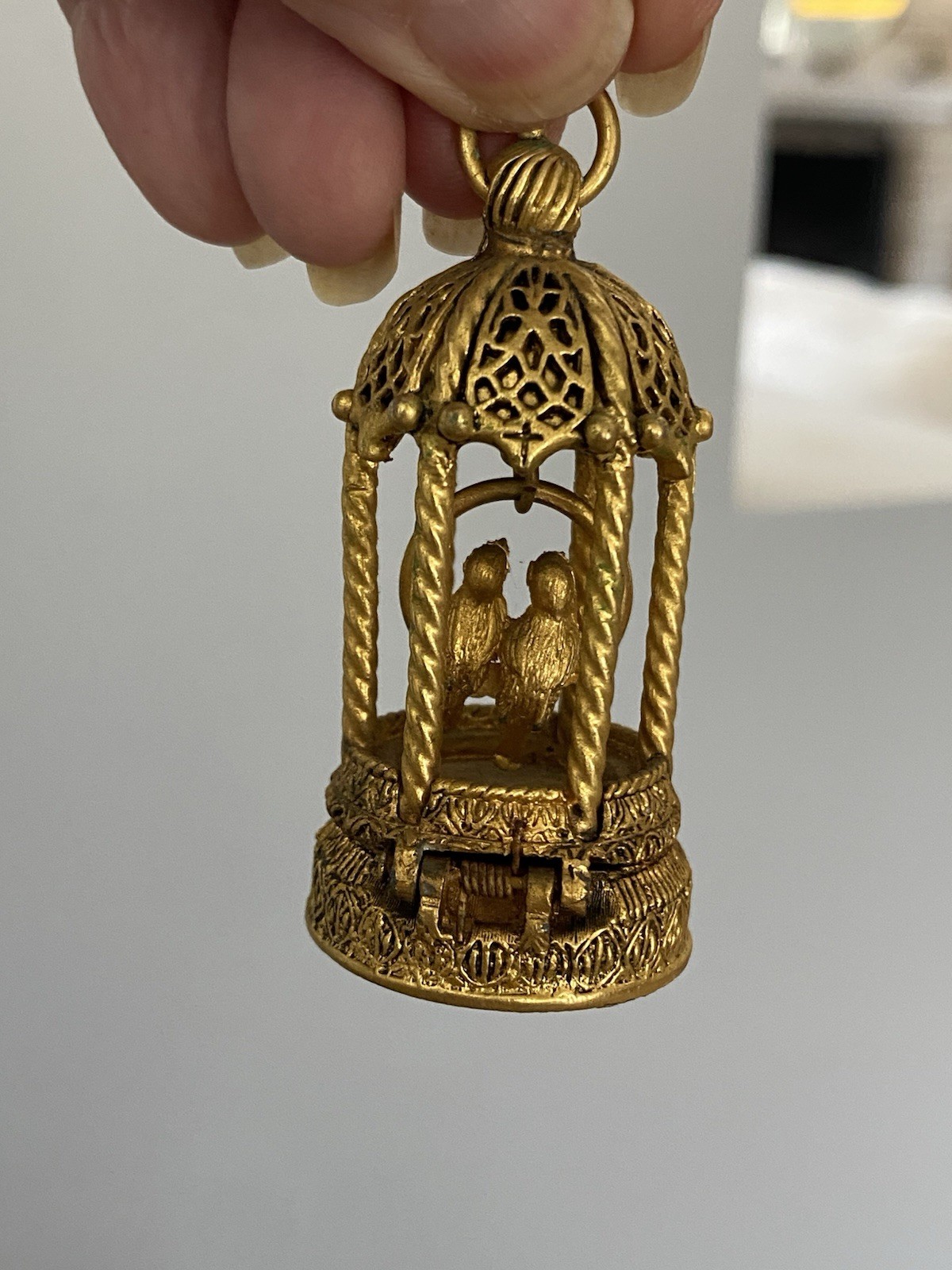 Vintage Corday Toujours Moi Love Birds Bird Cage Perfume Solid Pendant