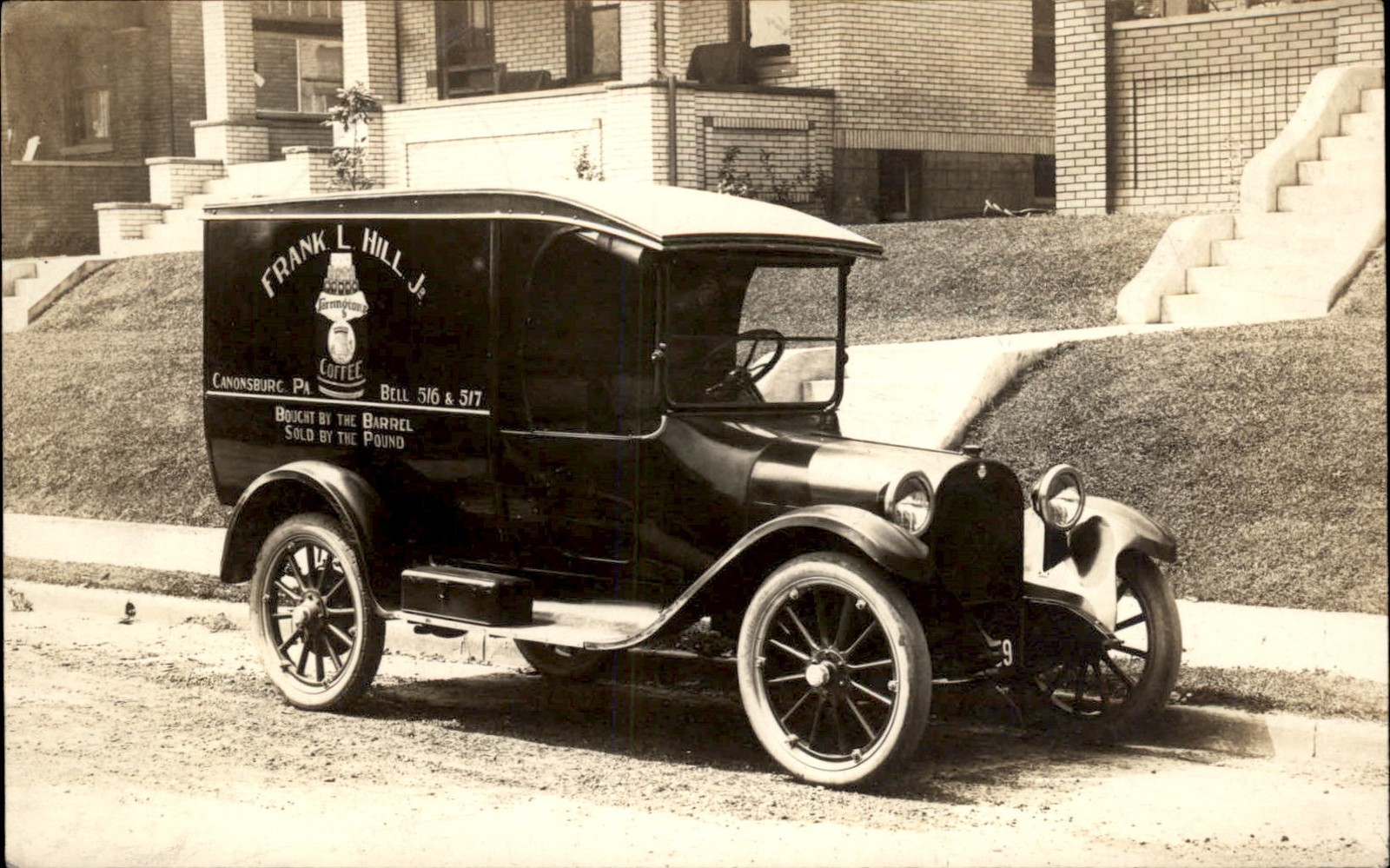 Canonsburg Pennsylvania PA Frank L Hill Coffee Delivery Car c1910 RPPC PC bhn