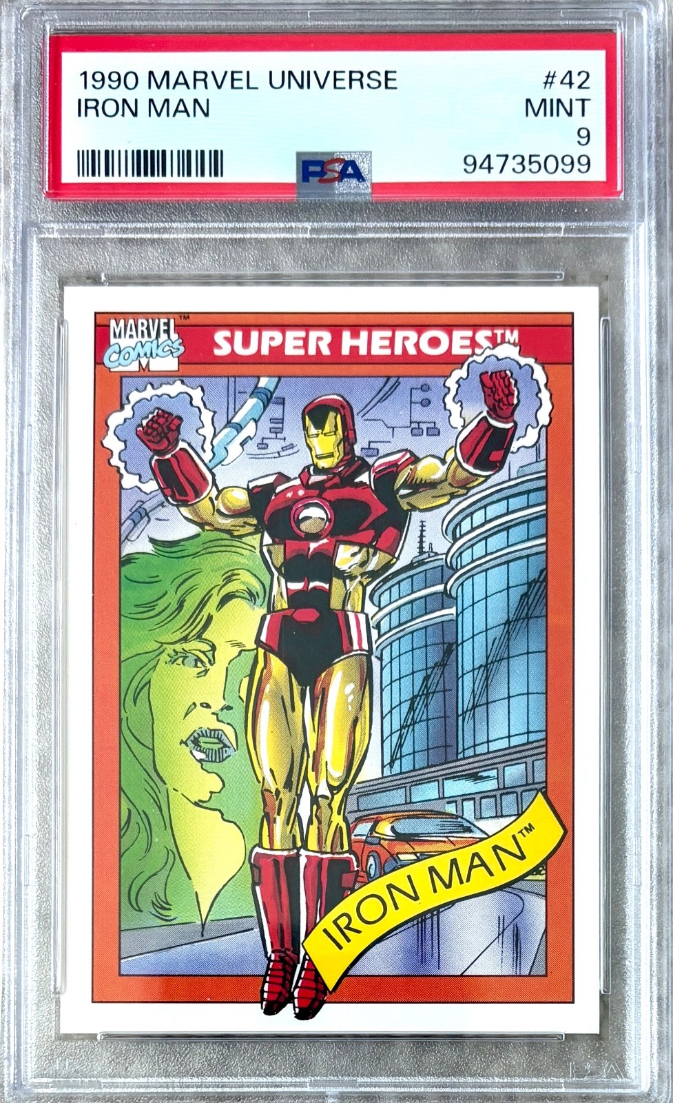 1990 Marvel Universe series 1 IRON MAN PSA 9 MINT - ICONIC