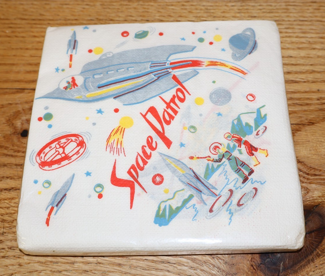 NOS Vintage SPACE PATROL Mid Century Space Age TV Show PAPER NAPKINS Sealed Pack