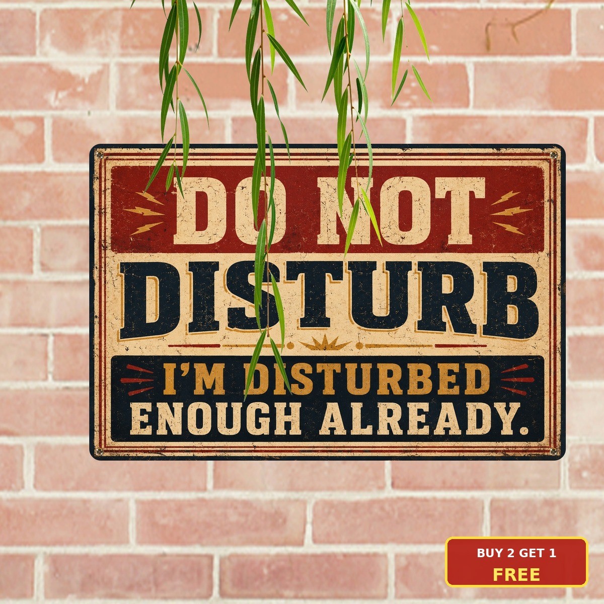 Funny Do Not Disturb Sign Sarcastic Aesthetic Room Door Decor Metal Plaque