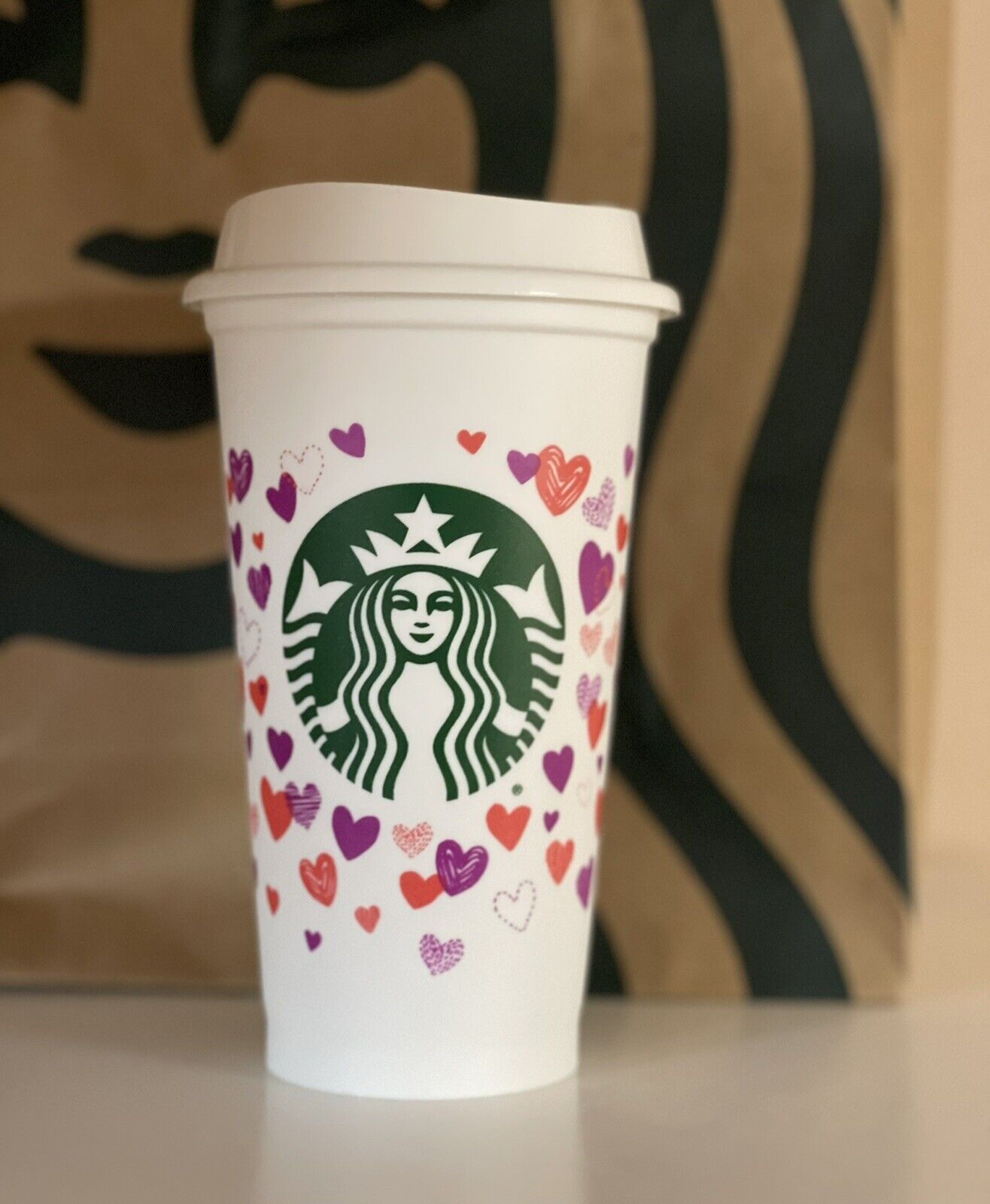 2022 Starbucks Valentine’s Day Color Changing Hearts Reusable Hot Cups NEW