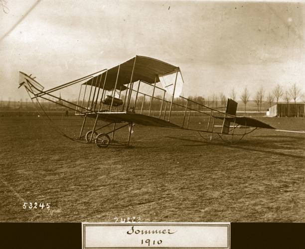 Sommer biplane with 50 hp Gnome rotary engine c1900 Old Photo