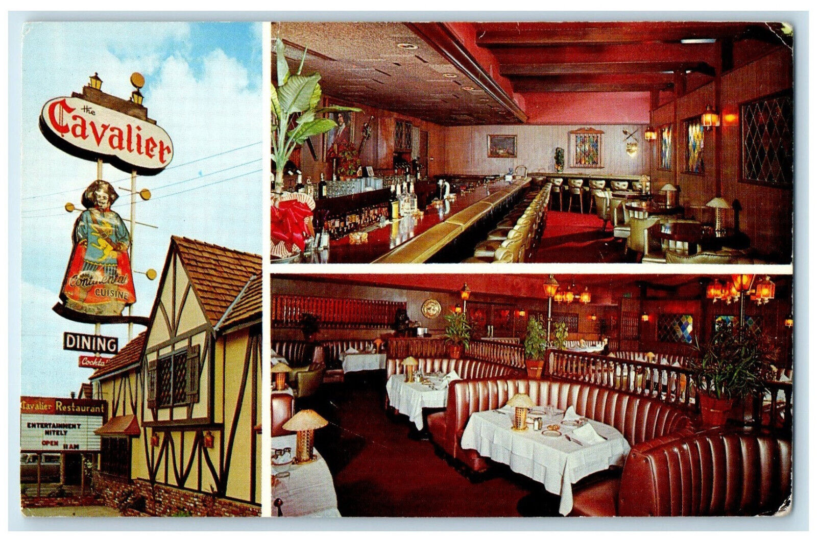 c1960's The Cavalier Restaurant Dining Multiview Montebello CA Postcard