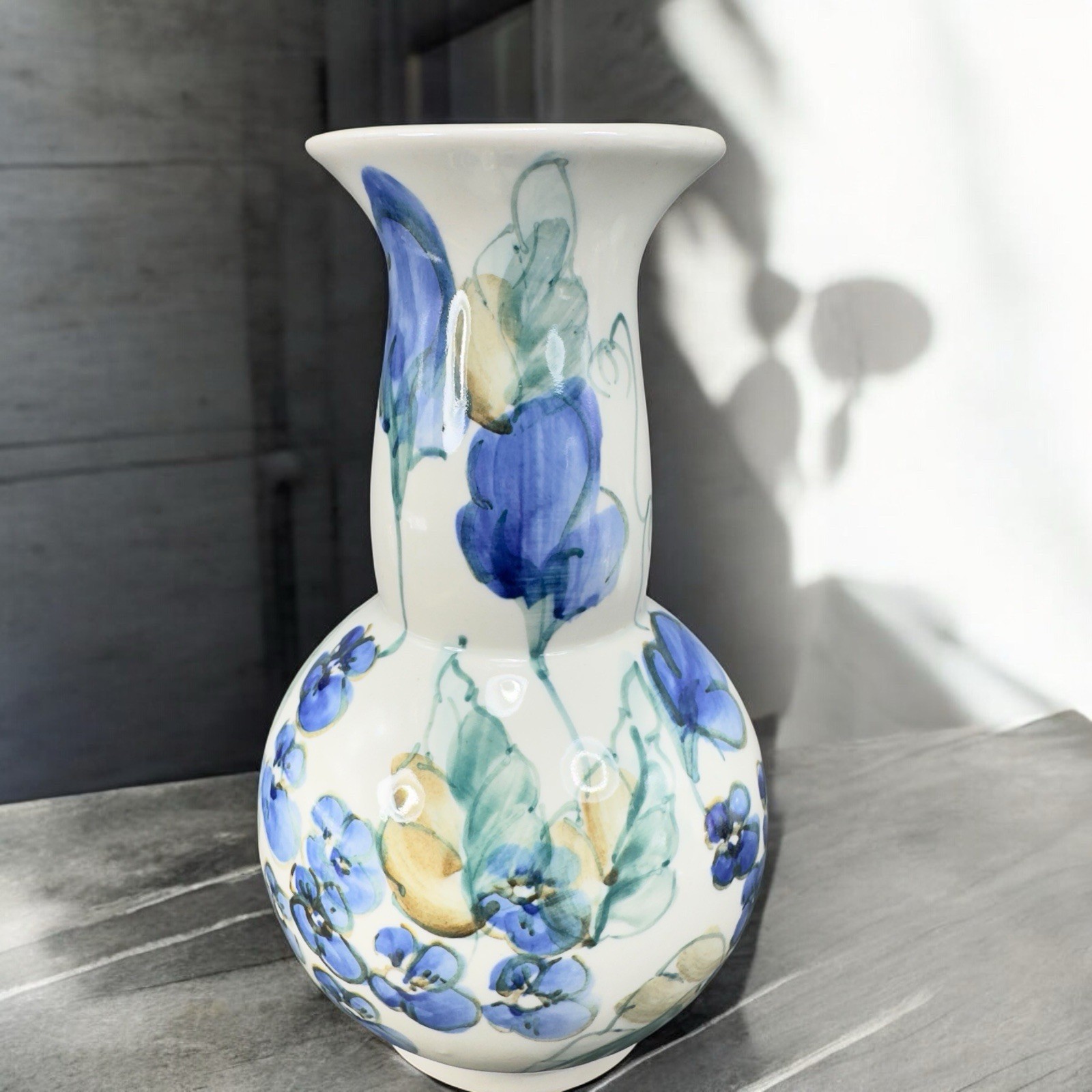Vintage Hand Made Studio Art Pottery Vase Vessel Bottle Artist Signed EZ Vase