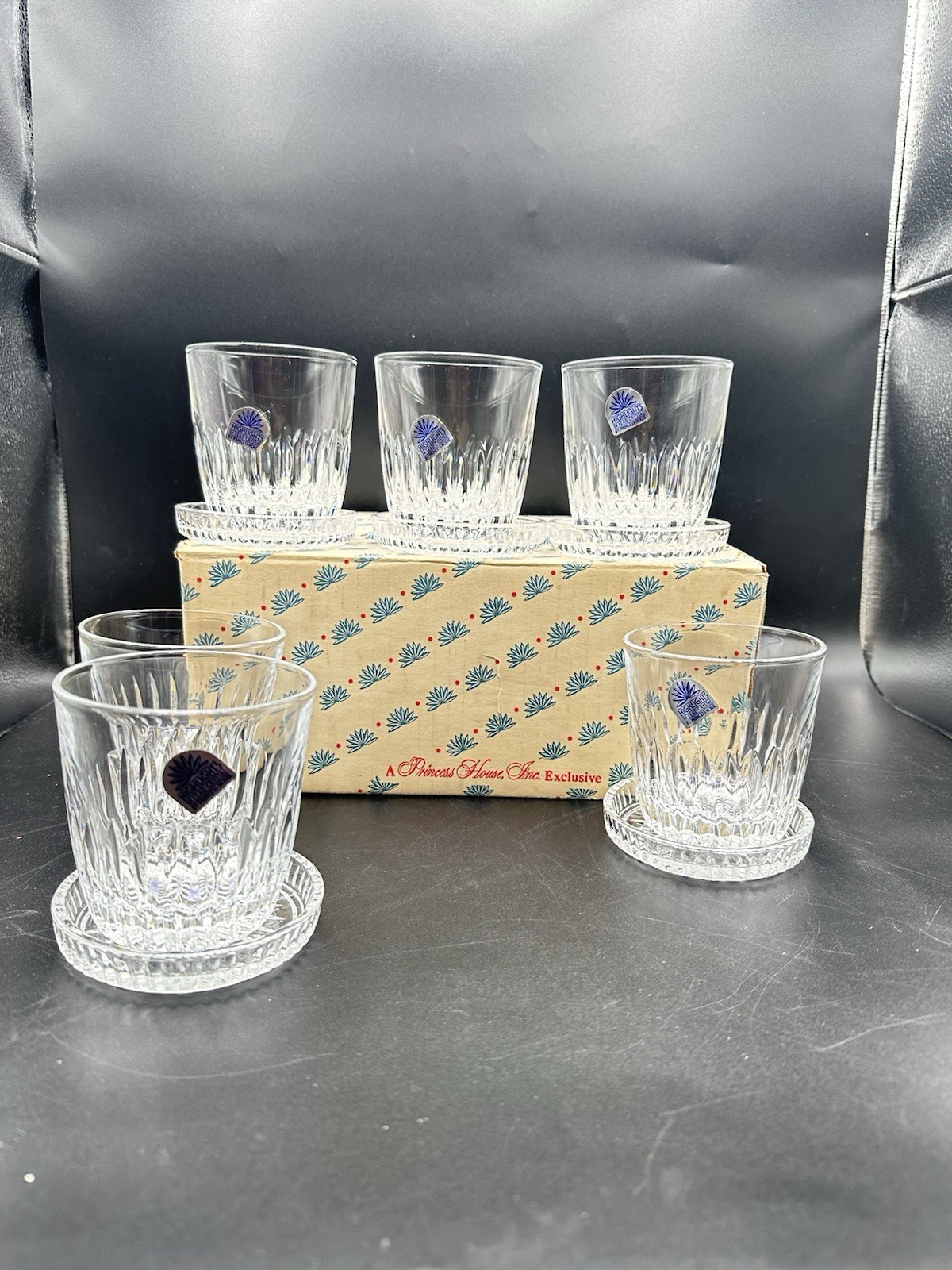 Princess House Heritage Highlights Old Fashioned Glasses and Coasters 12 pc New Princess House Heritage Highlights Old Fashioned Glasses and Coasters 12 pc New