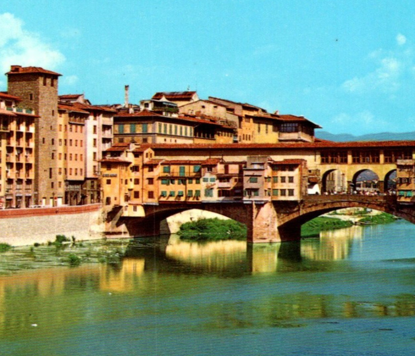 * VTG Continental Postcard Ponte Vecchi Florence Italy c1970 Firenze
