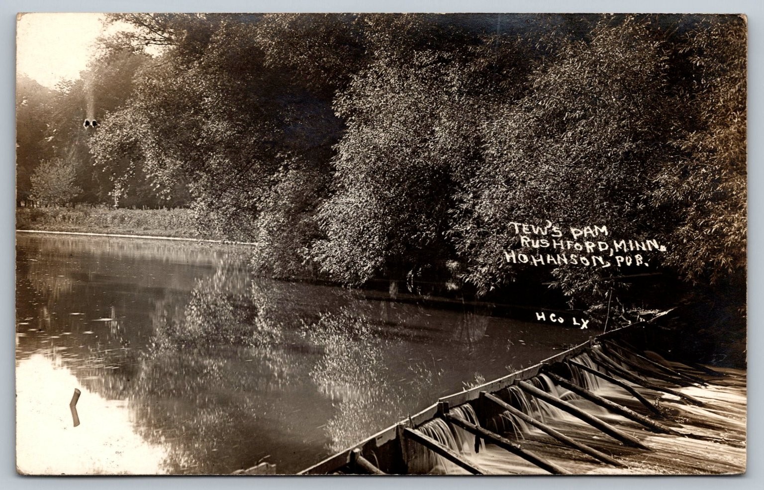 Vintage 1912 Tew\'s Dam Rushford Minnesota Real Photo Postcard RPPC