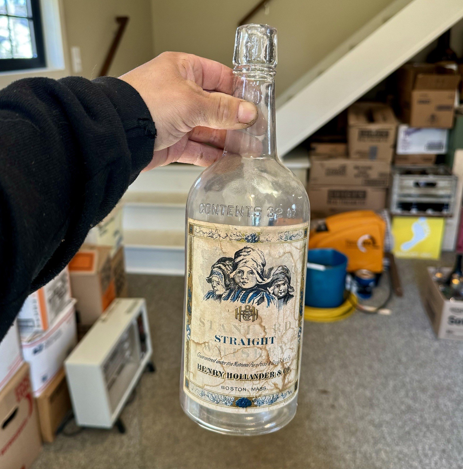Standard Straight Whiskey Henry Hollander Boston MA Labeled Pre-Pro Bottle Nice Standard Straight Whiskey Henry Hollander Boston MA Labeled Pre-Pro Bottle Nice