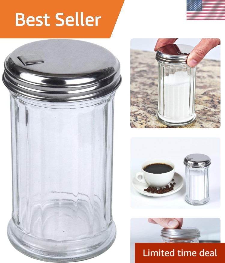 Glass Sugar Shaker Dispenser Pourer, 5.5 inch