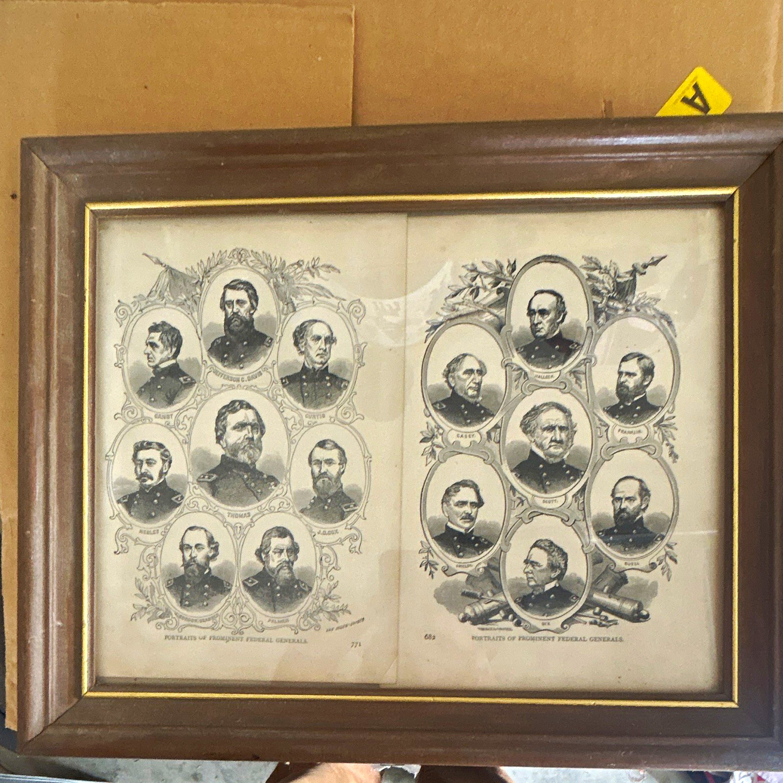 Antique 1901 Civil War Federal Generals Prints Framed Union Military 125 Yrs