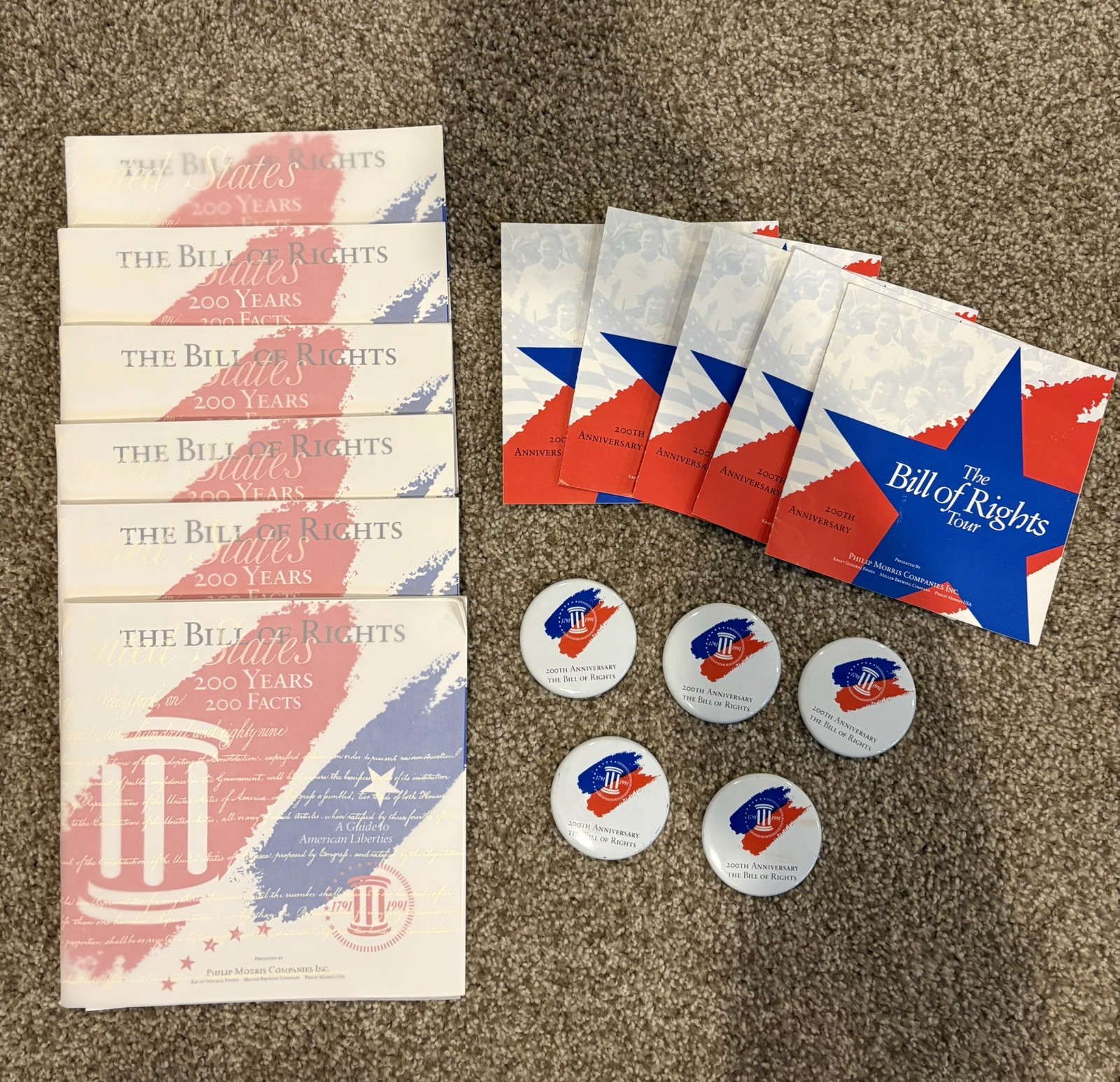 Vintage 1991 Bill of Rights 200th Anniversary Lot 6 Books 5 Pins 5 Brochures