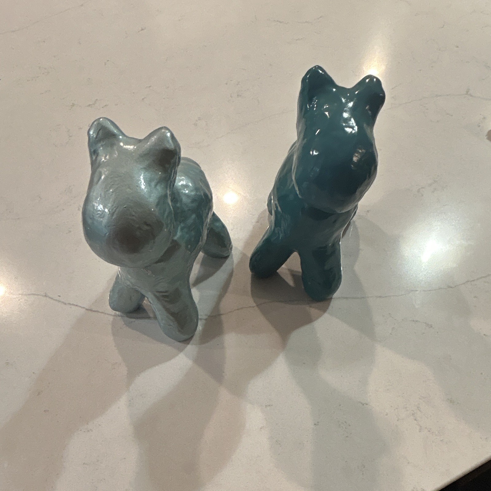 Set Of Two Blue/teal Dennis Pearson Beastie Sculptures From 2000