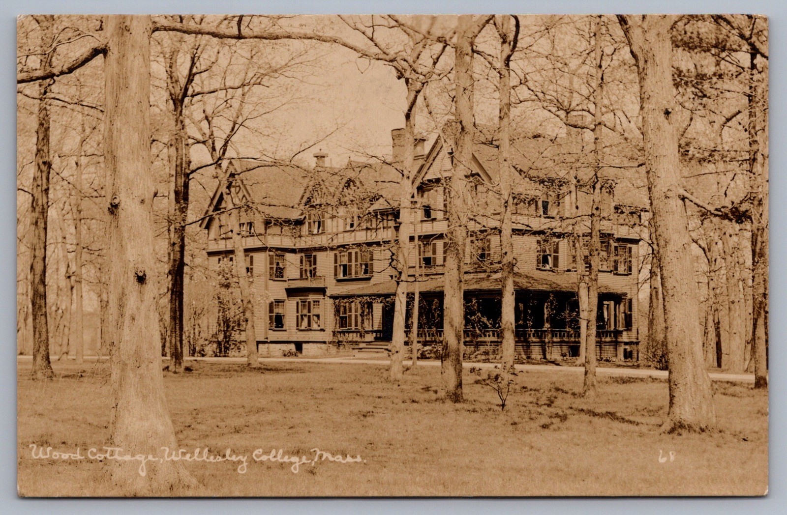 Wood Cottage Wellesley College MA Massachusetts RPPC 1925 Postcard R2