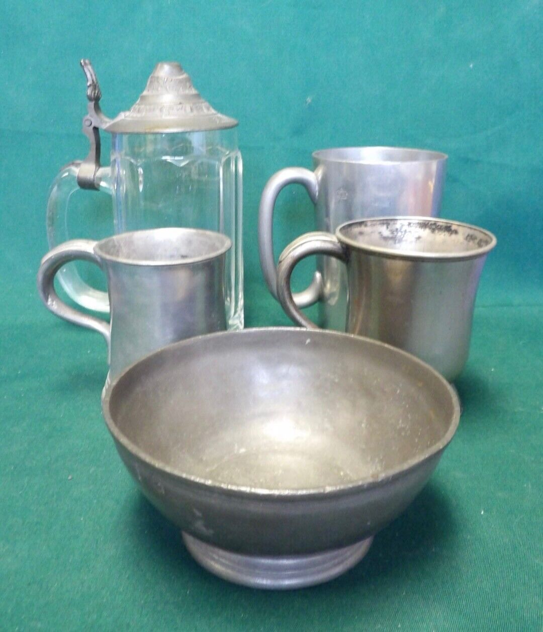 Mixed Five Piece Lot of Antique 19th Century Pewter #15