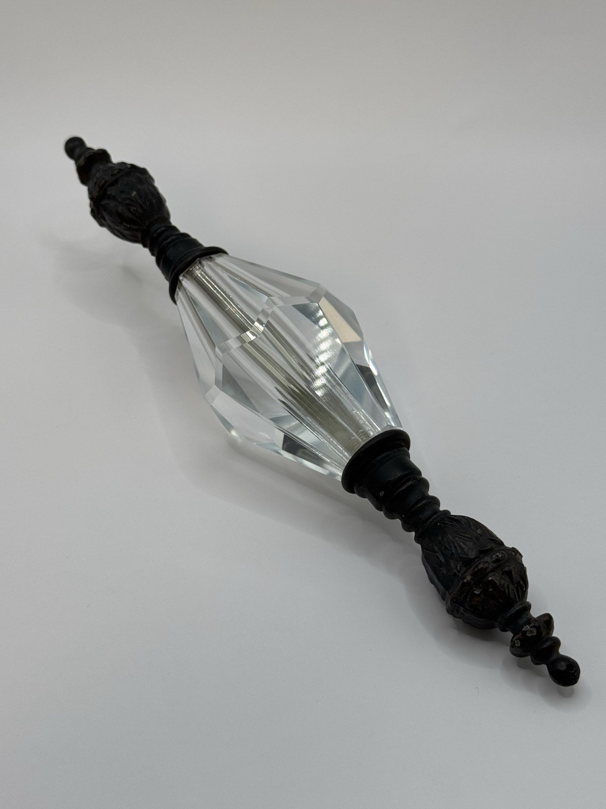 Vtg Prism Crystal & Metal Hanging Lighting Chandelier Part Finial Dreamcatcher