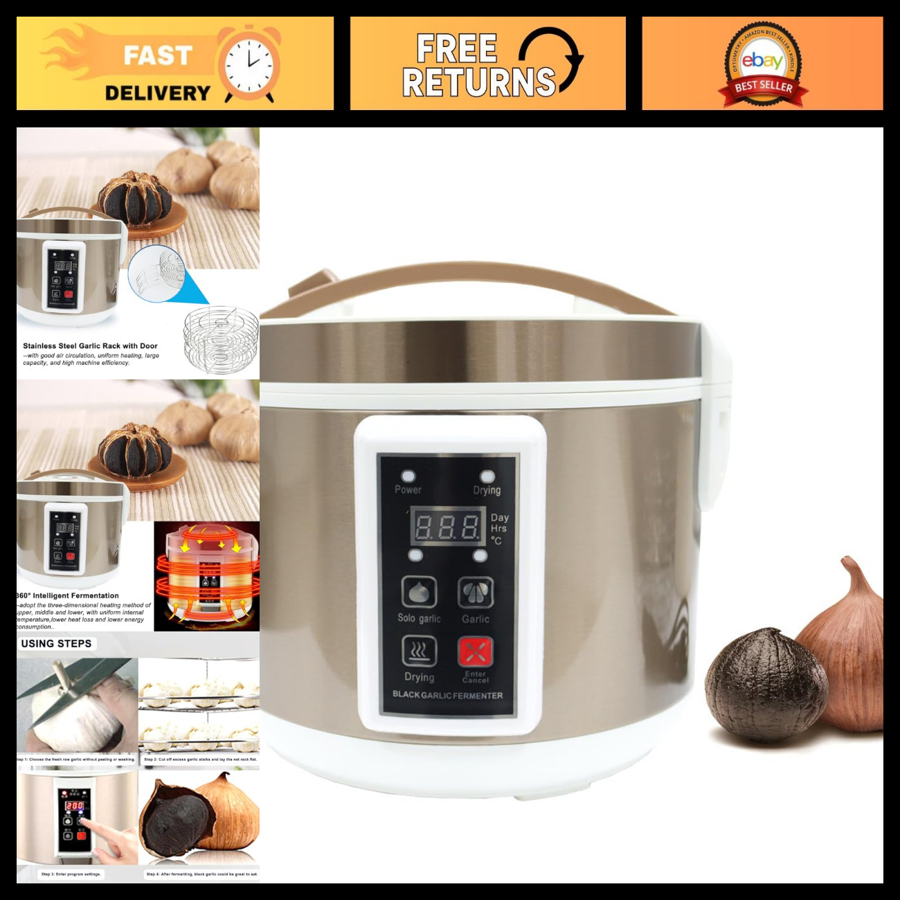 INTBUYING 110 V 5 L Black Garlic Fermenter, Garlic Fermenting Machine Pot Full A