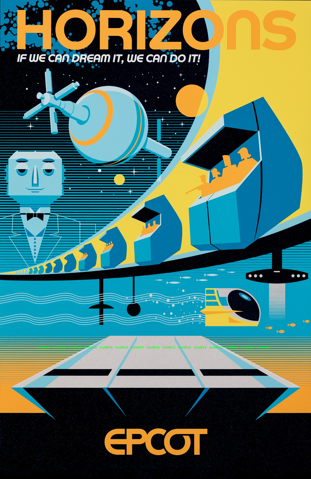 1983 Disney Epcot Horizons Future World 11 x 17 Attraction  Poster
