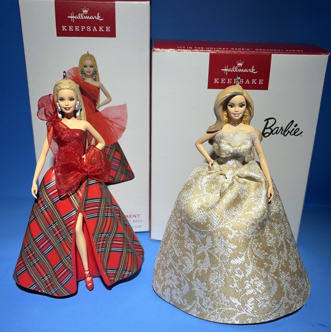 NEW 2024 Holiday Barbie Hallmark & 2025 Ornament Lot Of 2 New Boxes *MINT*