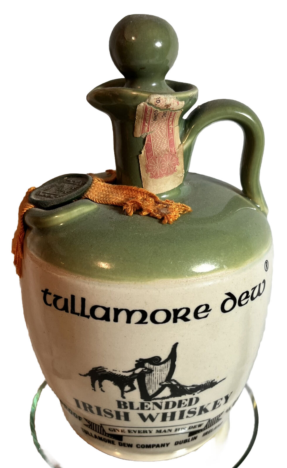 TULLAMORE DEW IRISH WHISKEY CERAMIC  Vintage Stoneware BOTTLE - JAR