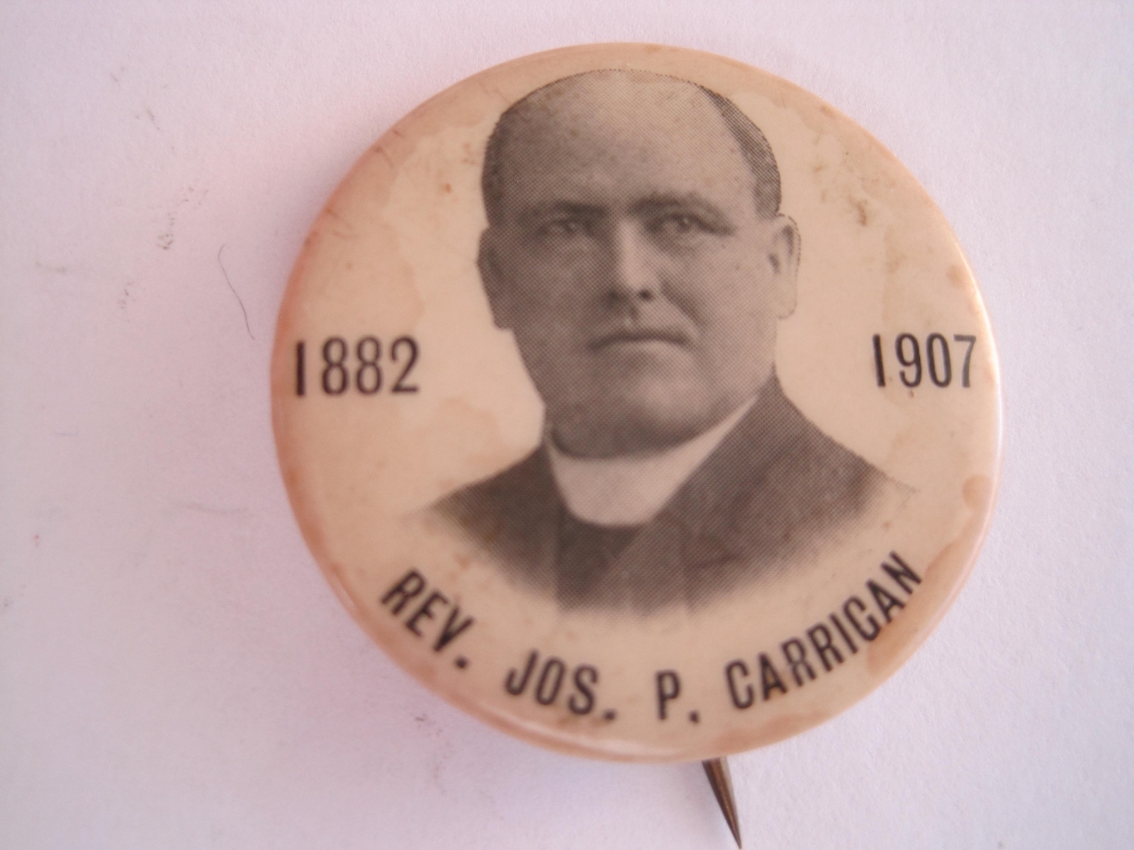  Rev. Joseph Carrigan 1882 1907 Antique Pin 