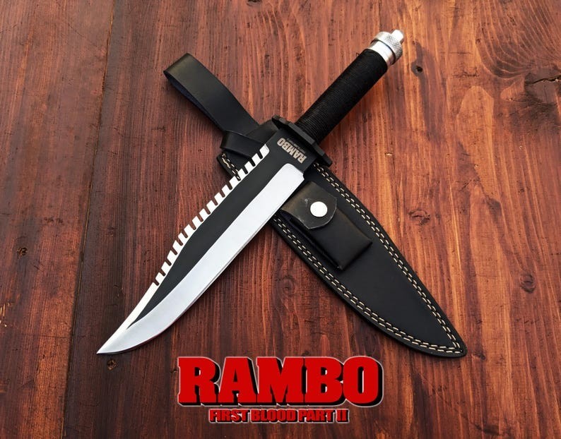 Handmade Rambo First Blood Part 2 Replica Knife: Stainless Steel Survival Knife
