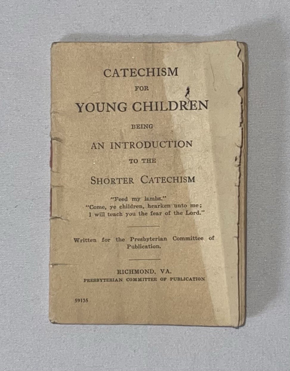 Antique 1840 Catechism for Young Children Presbyterian Richmond VA Book