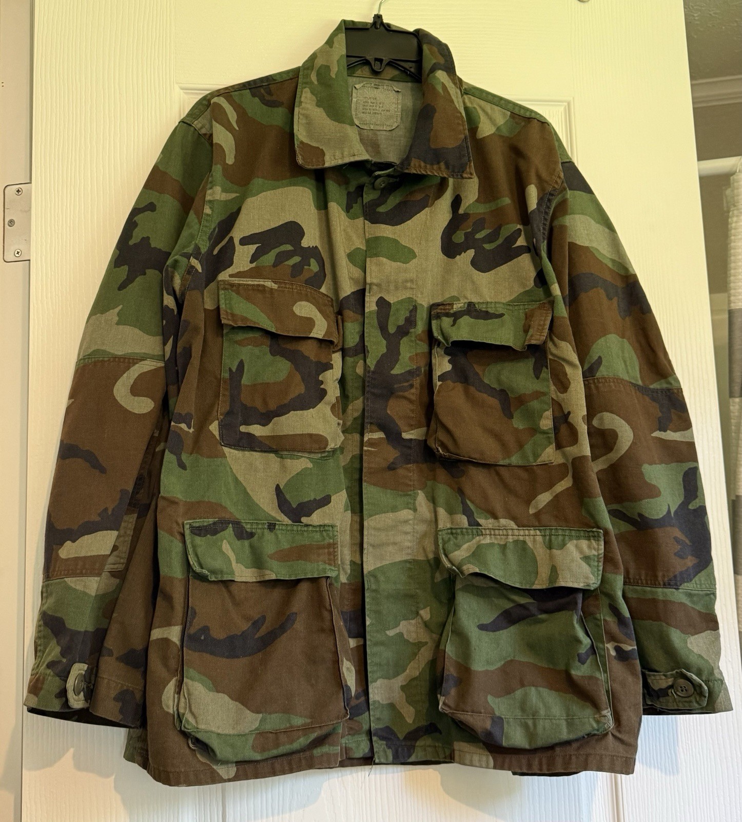 Vtg US Military M81 Woodland Camo BDU Shirt Coat Large Regular Heavyweight