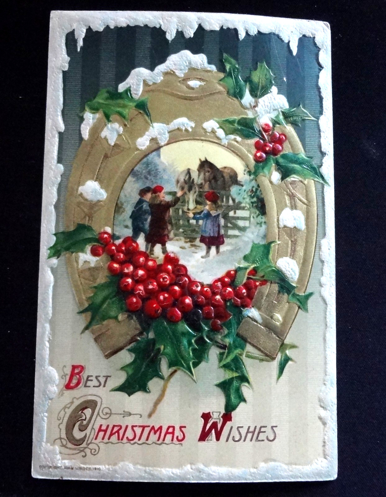John Winsch Vintage Embossed Christmas Card 1910 John Winsch Vintage Embossed Christmas Card 1910