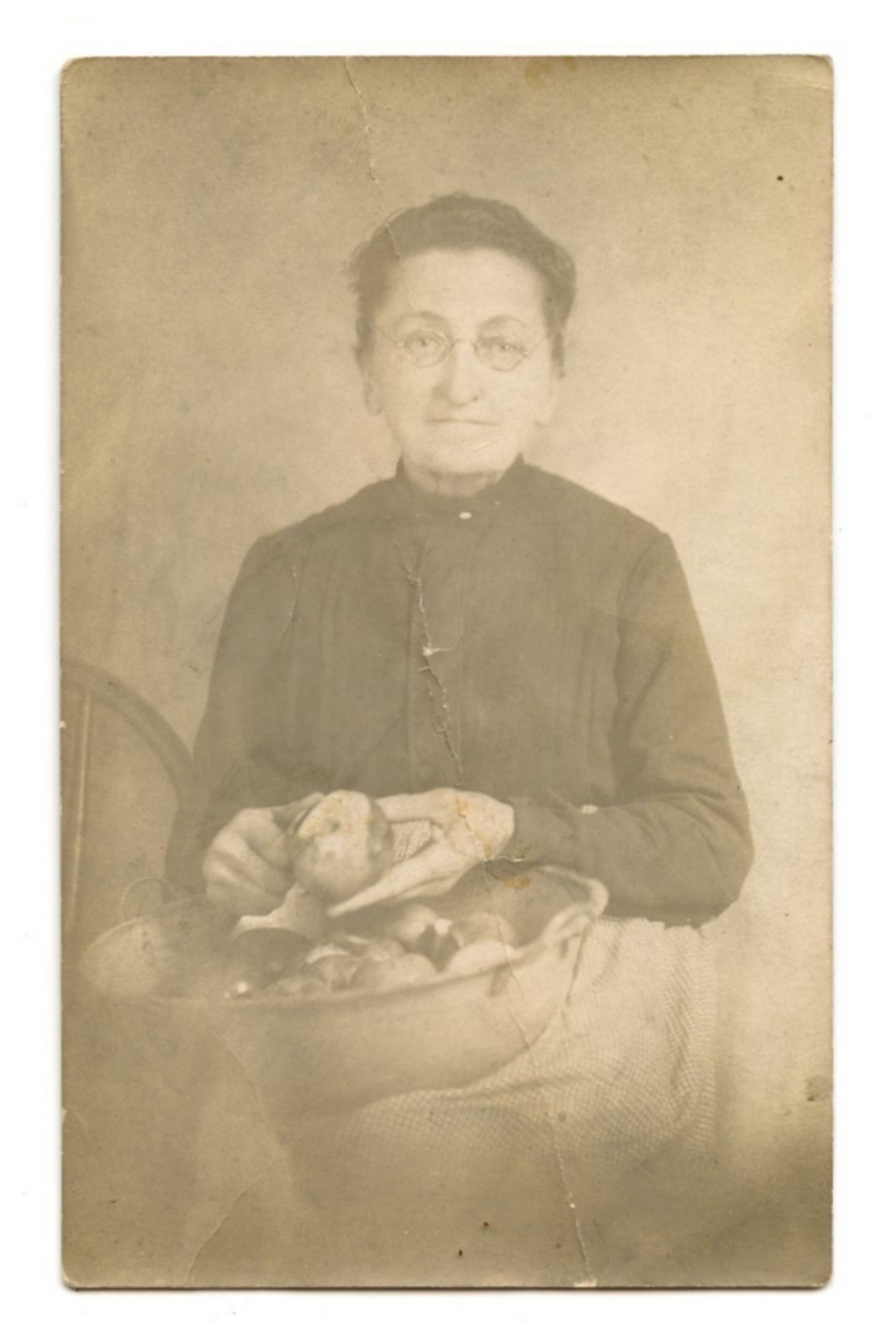 Woman Peeling Apples Real Photo Postcard RPPC
