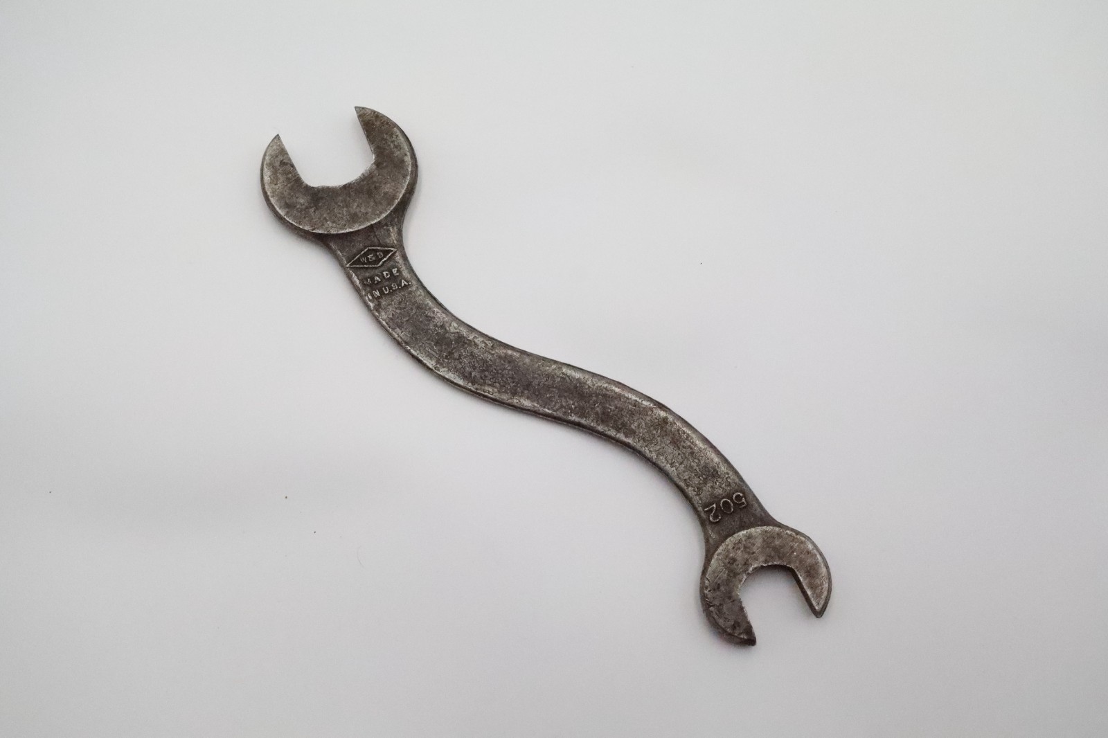 Vintage W&B Whitman Barnes 502 S Curved Double Open End Wrench 3/4 5/8 USA
