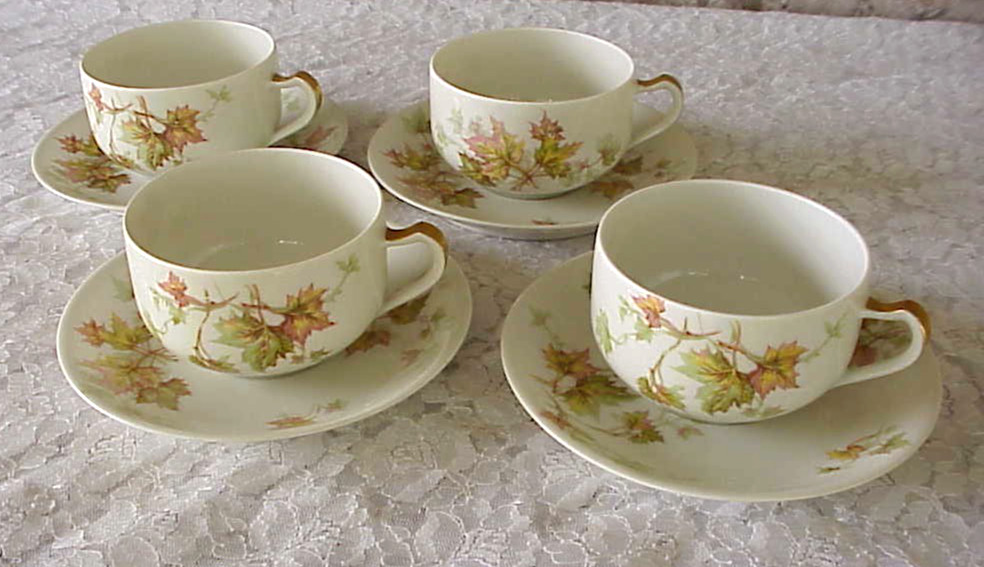 Vintage Haviland Limoges Autumn Leaf Cup and Saucer Sets (4) Fall Leaves France Vintage Haviland Limoges Autumn Leaf Cup and Saucer Sets (4) Fall Leaves France