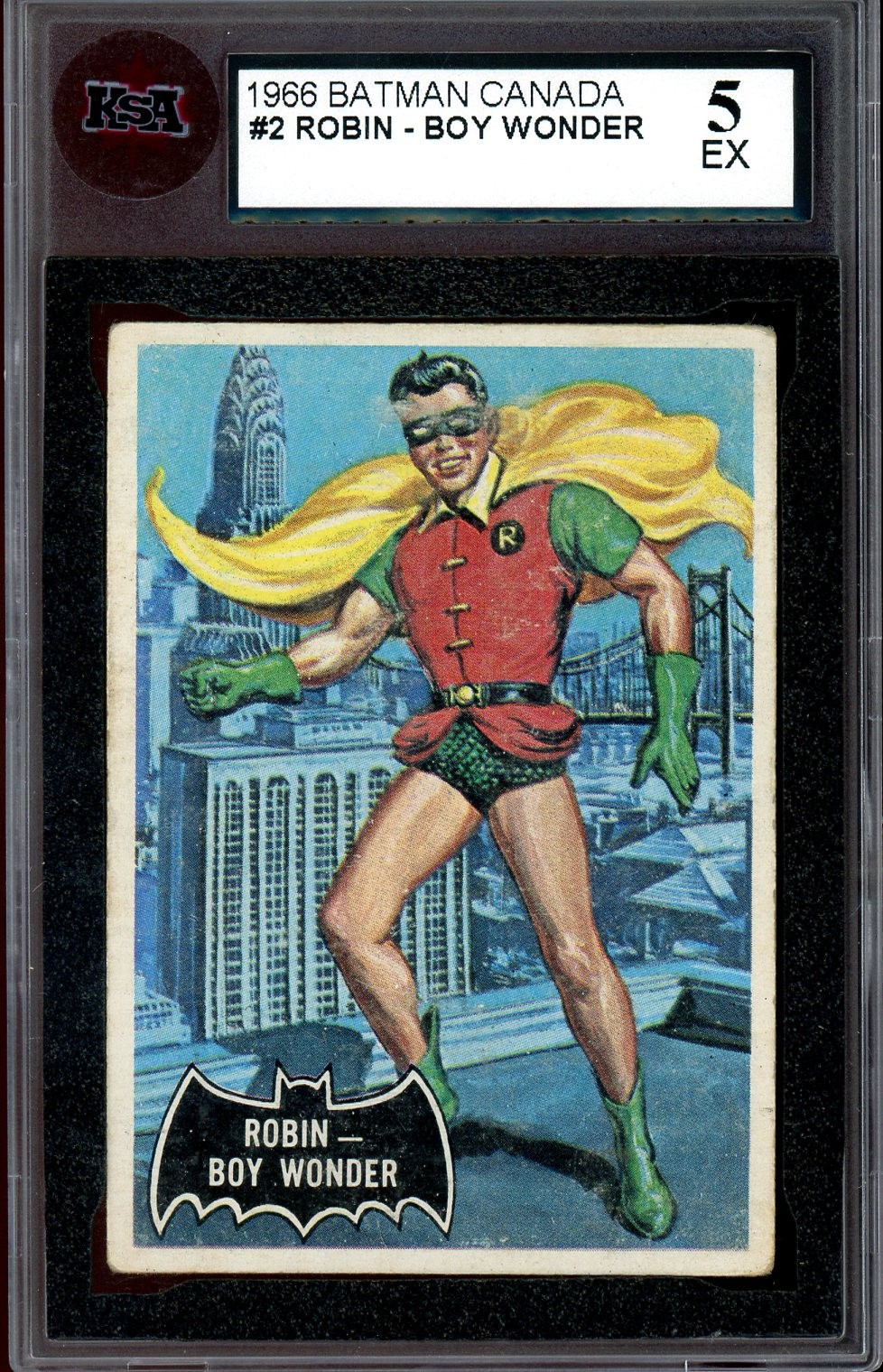 1966 TOPPS OPC Canada BATMAN BLACK BAT #2 Robin Boy Wonder KSA 5 EX