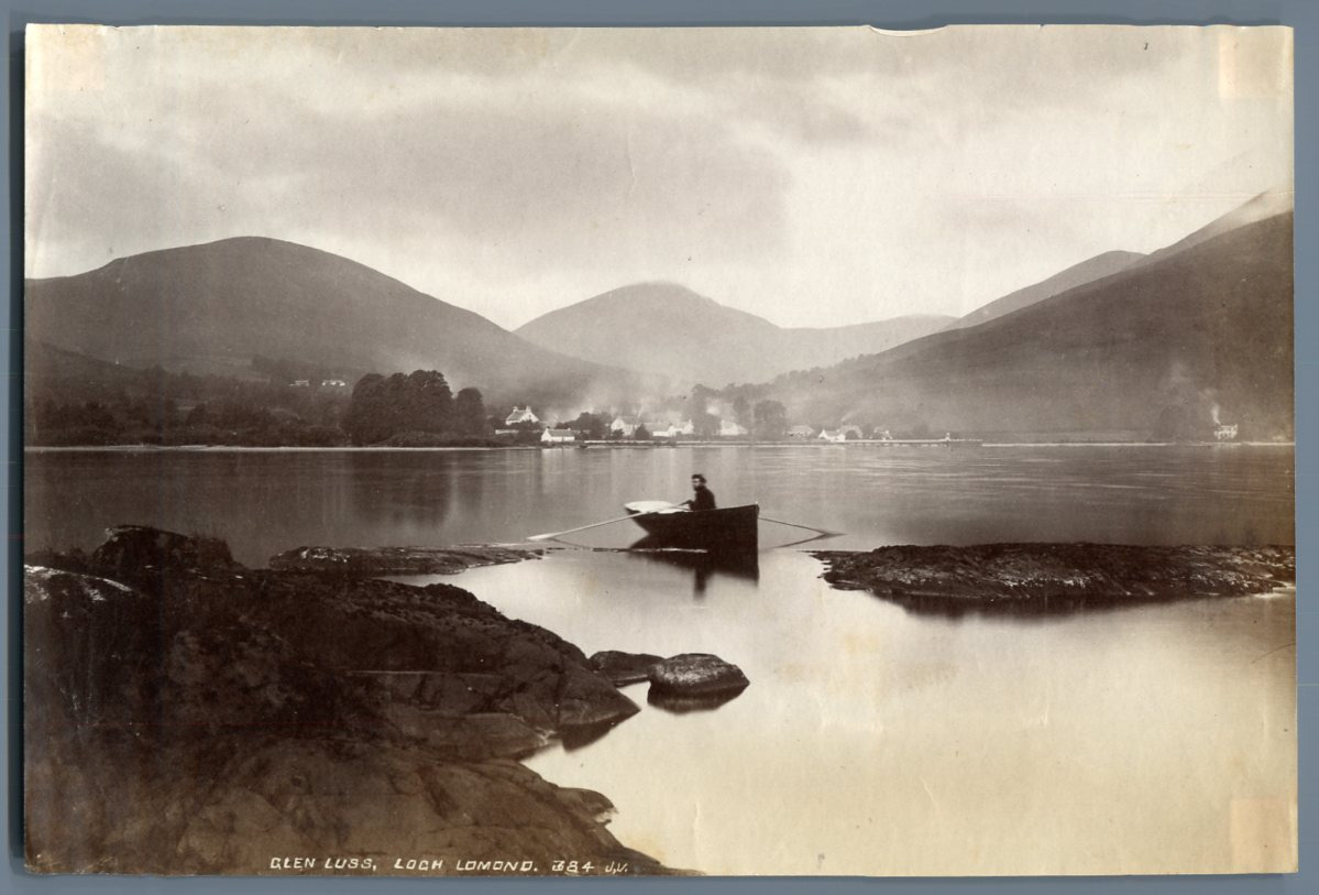 J.V. UK, Glen Luss, Loch Lomond Vintage Albumen Print.  Album Print