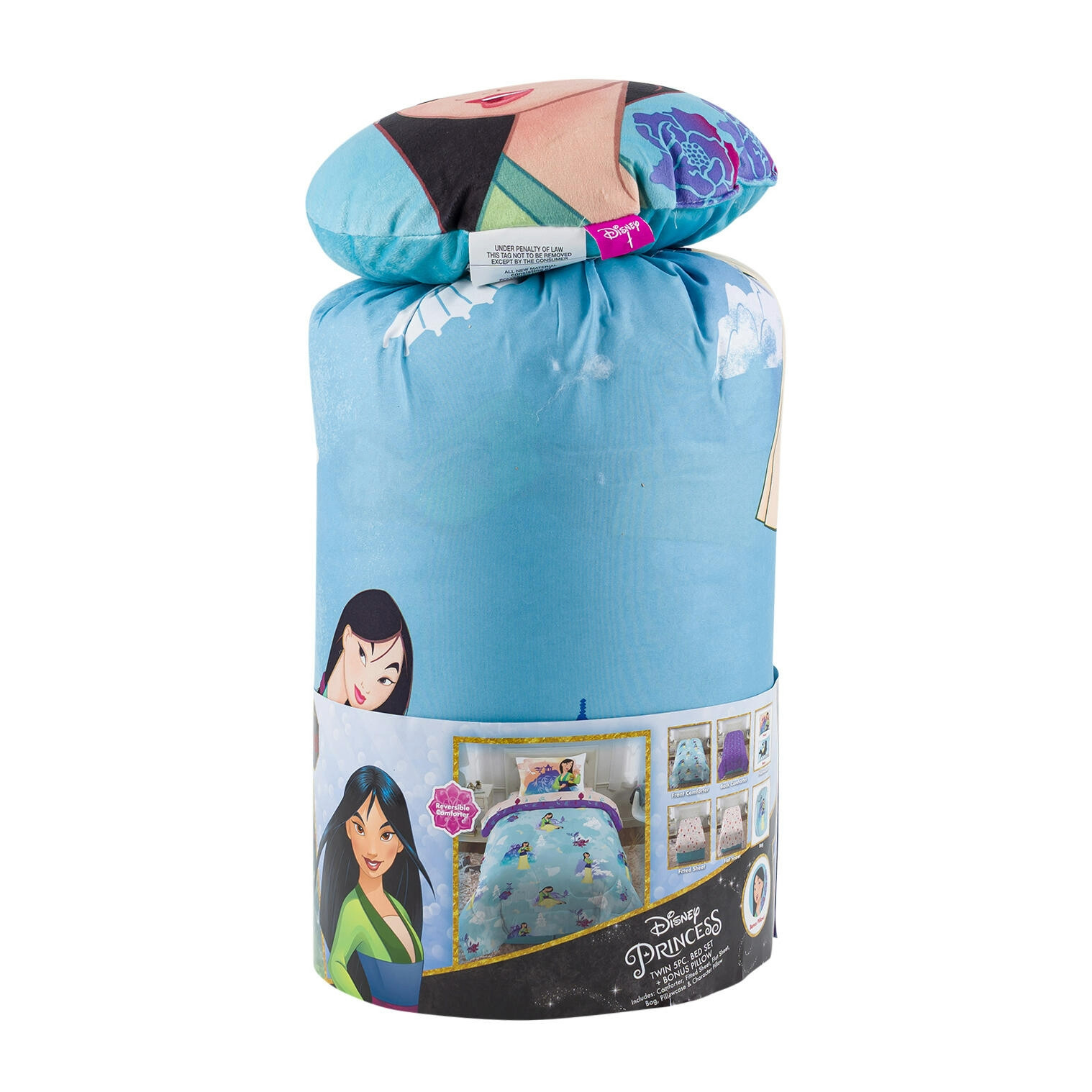 Disney Princess Mulan Twin 5pc Bed Set with Bonus Pillow