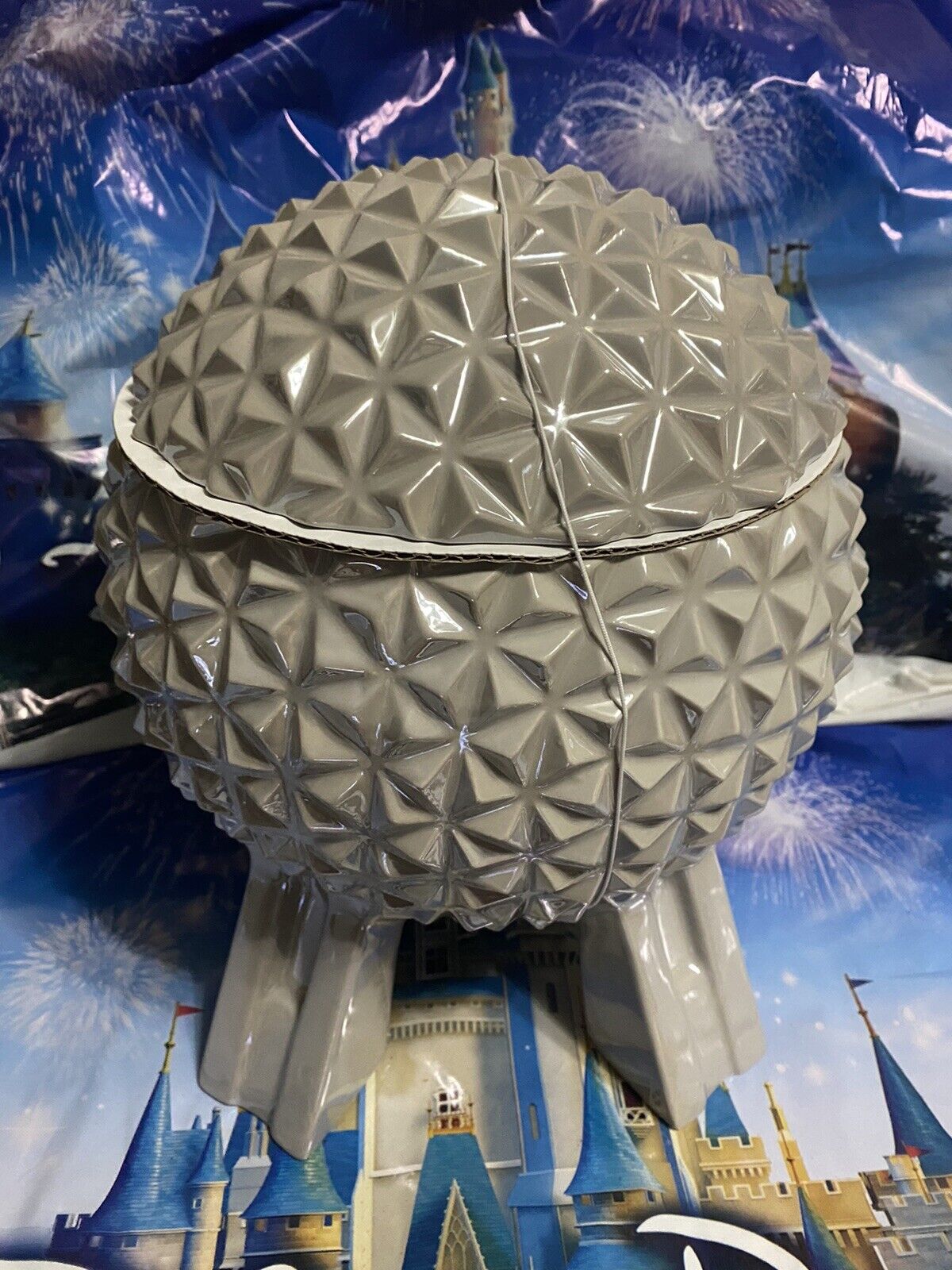 Disney Parks Epcot Showcase Spaceship Earth Ceramic Cookie Jar Canister IN HAND