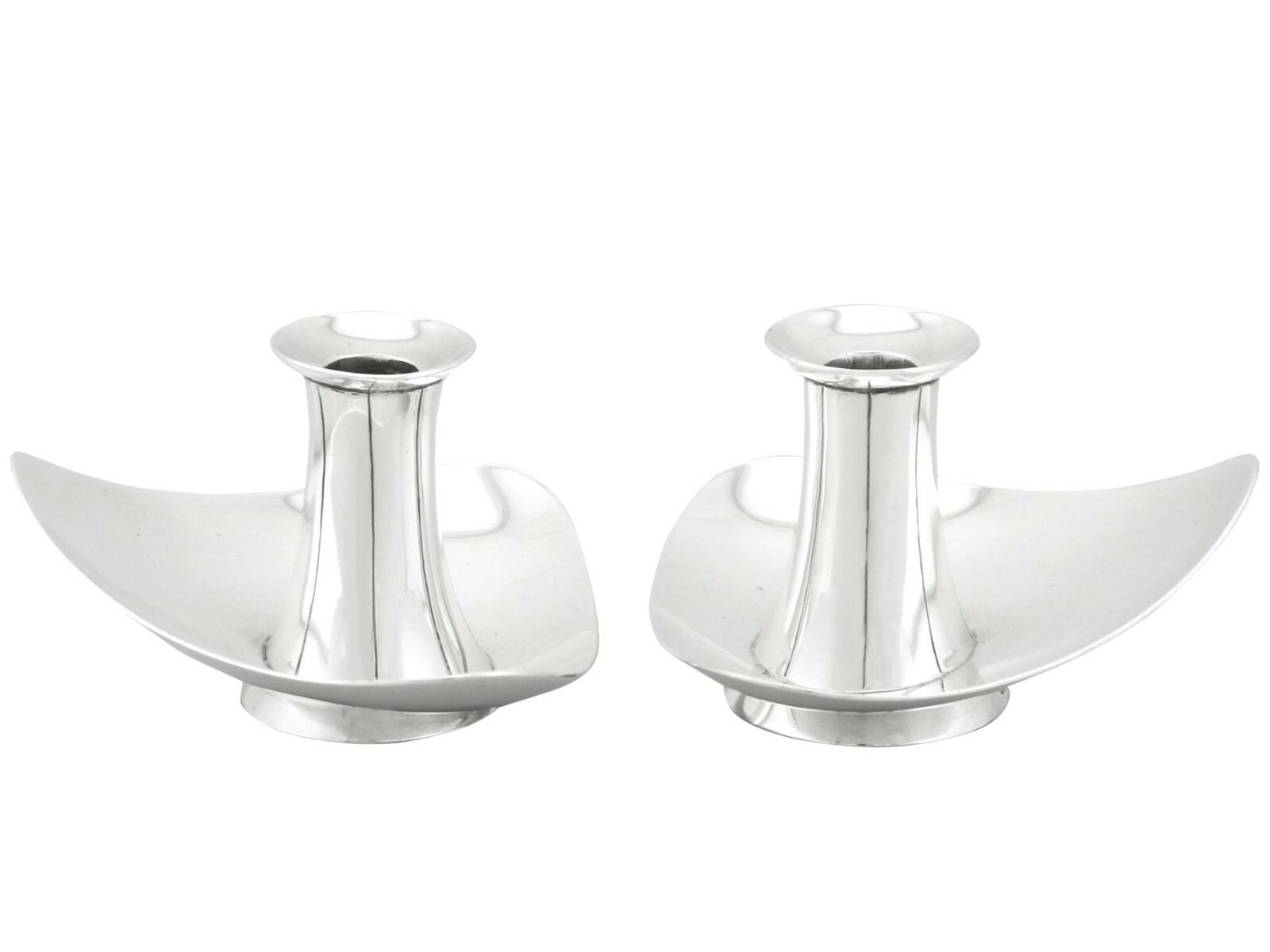 Vintage Sterling Silver Candlesticks - Design Style - Post-1940