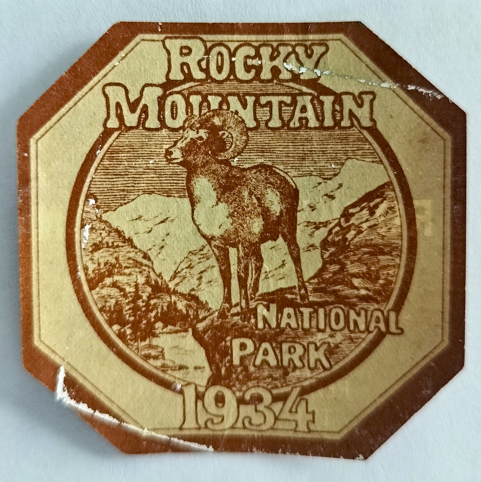 Vintage Unused 1934 Rocky Mountain National Park Sticker 