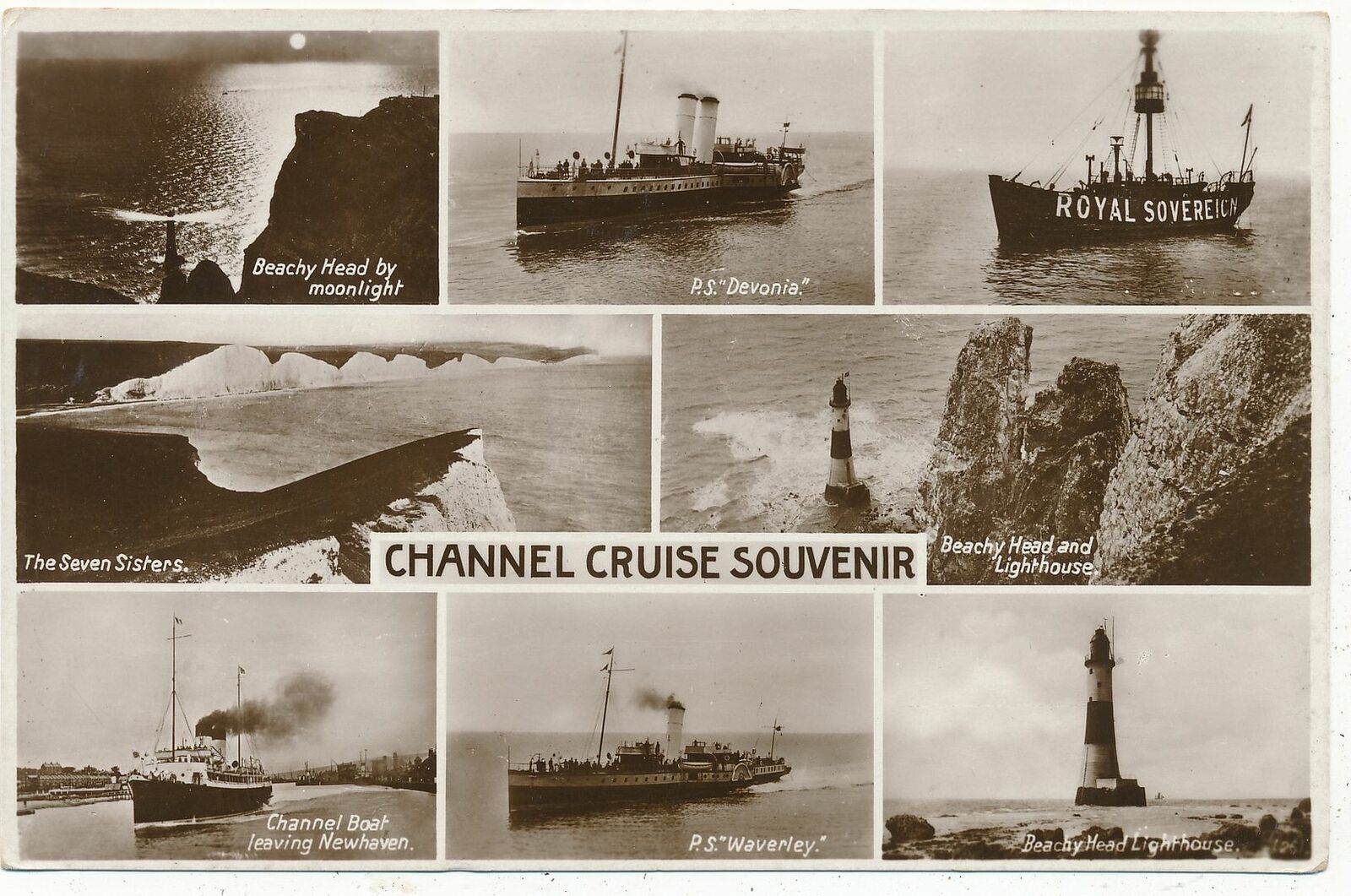 ENGLAND - Channel Scenes Channel Cruise Souvenir Real Photo Postcard rppc