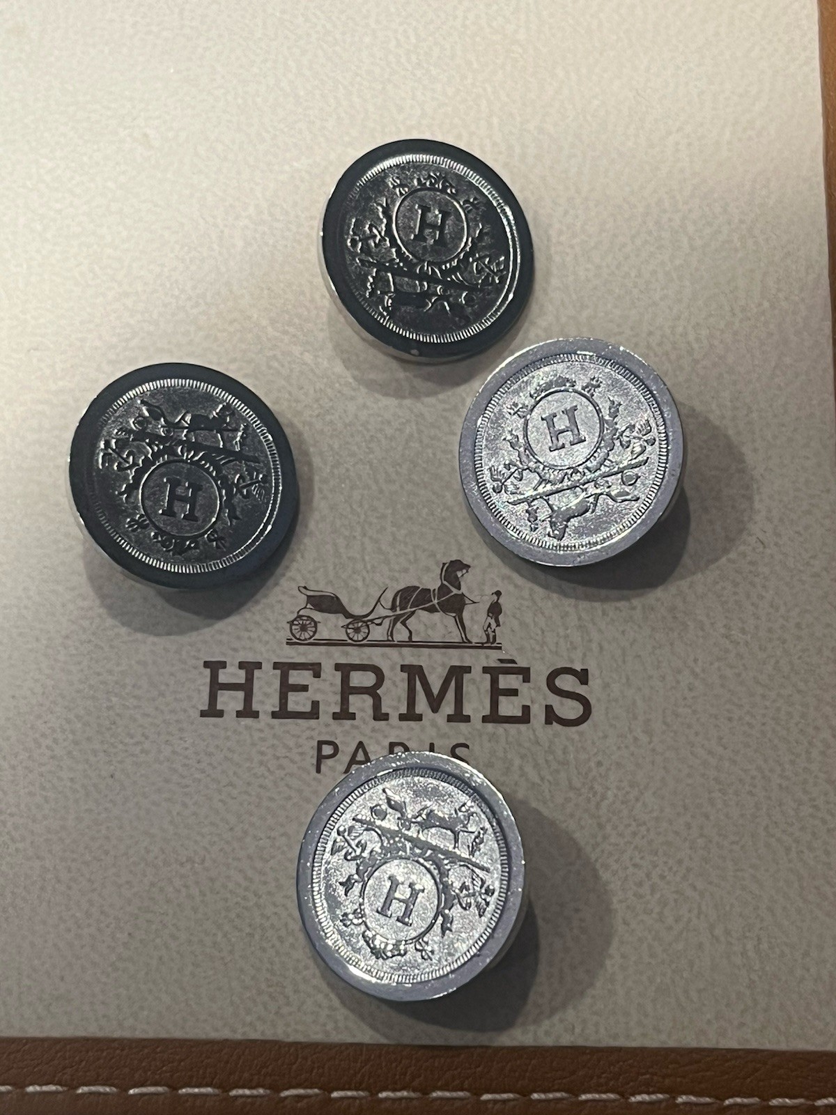 Hermes Ex Libris Silver Buttons Set Of 4