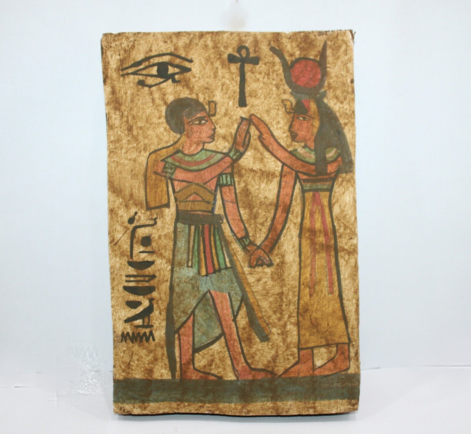 Rare Antique Wall Relief of Ramses II With God Hathor In Egyptian Mythology