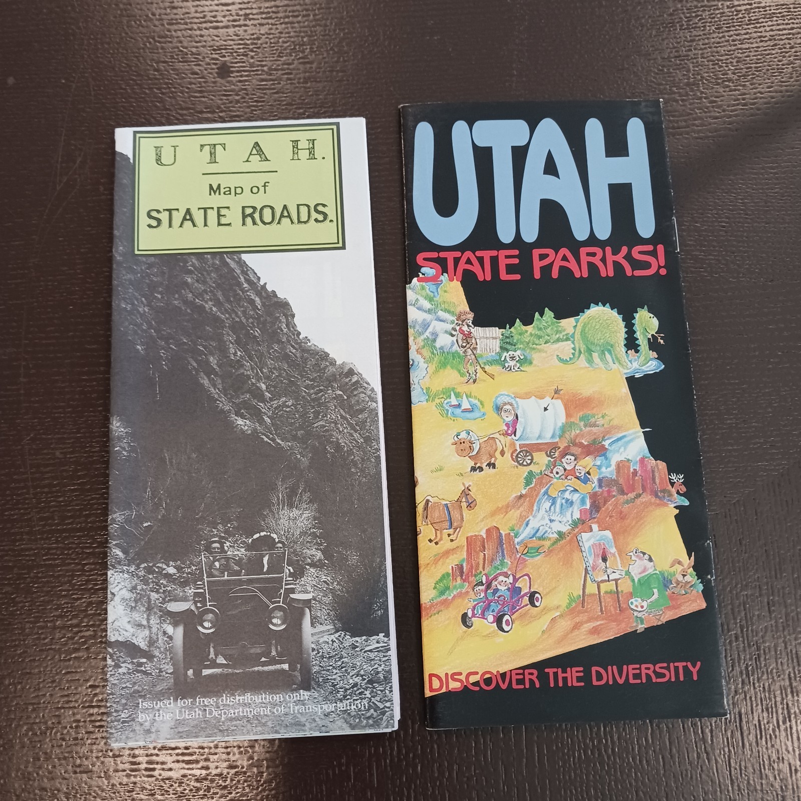 Vintage Lot of 2 Utah Travel Maps: UDOT State Roads & State Parks Guide