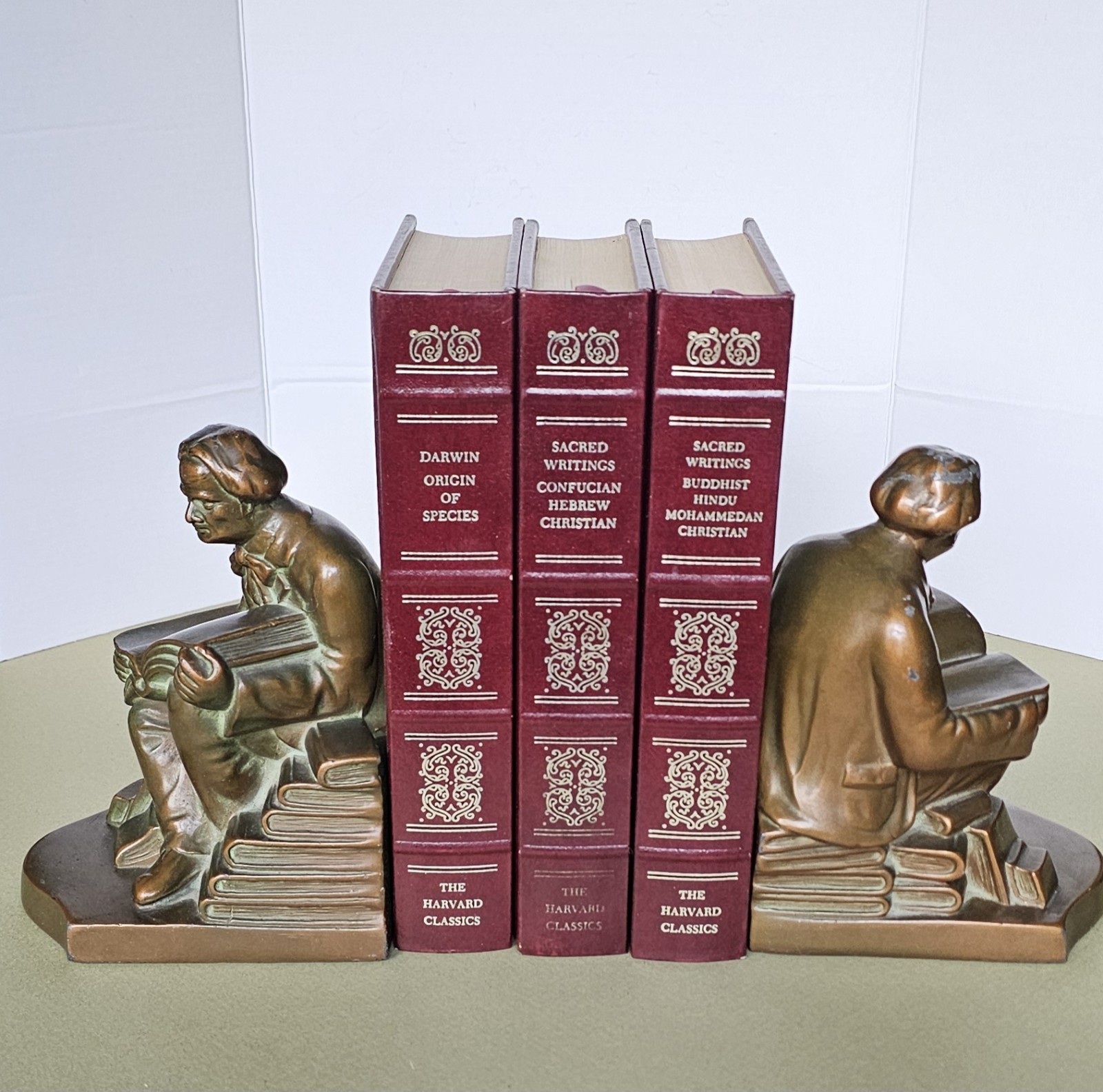 1930s NUART BRONZED METAL BOOKENDS ELBERT HUBBARD ROYCROFT ARTS & CRAFTS FOUNDER
