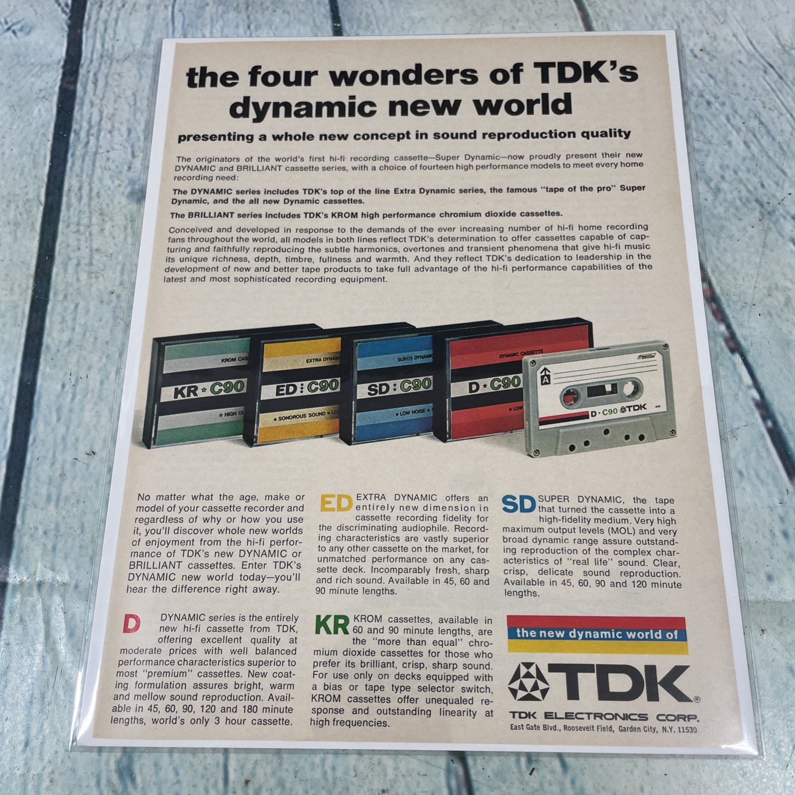 1973 TDK Dynamic & Brilliant Cassettes Vtg Print Ad/Poster Promo Art Magazine Pg