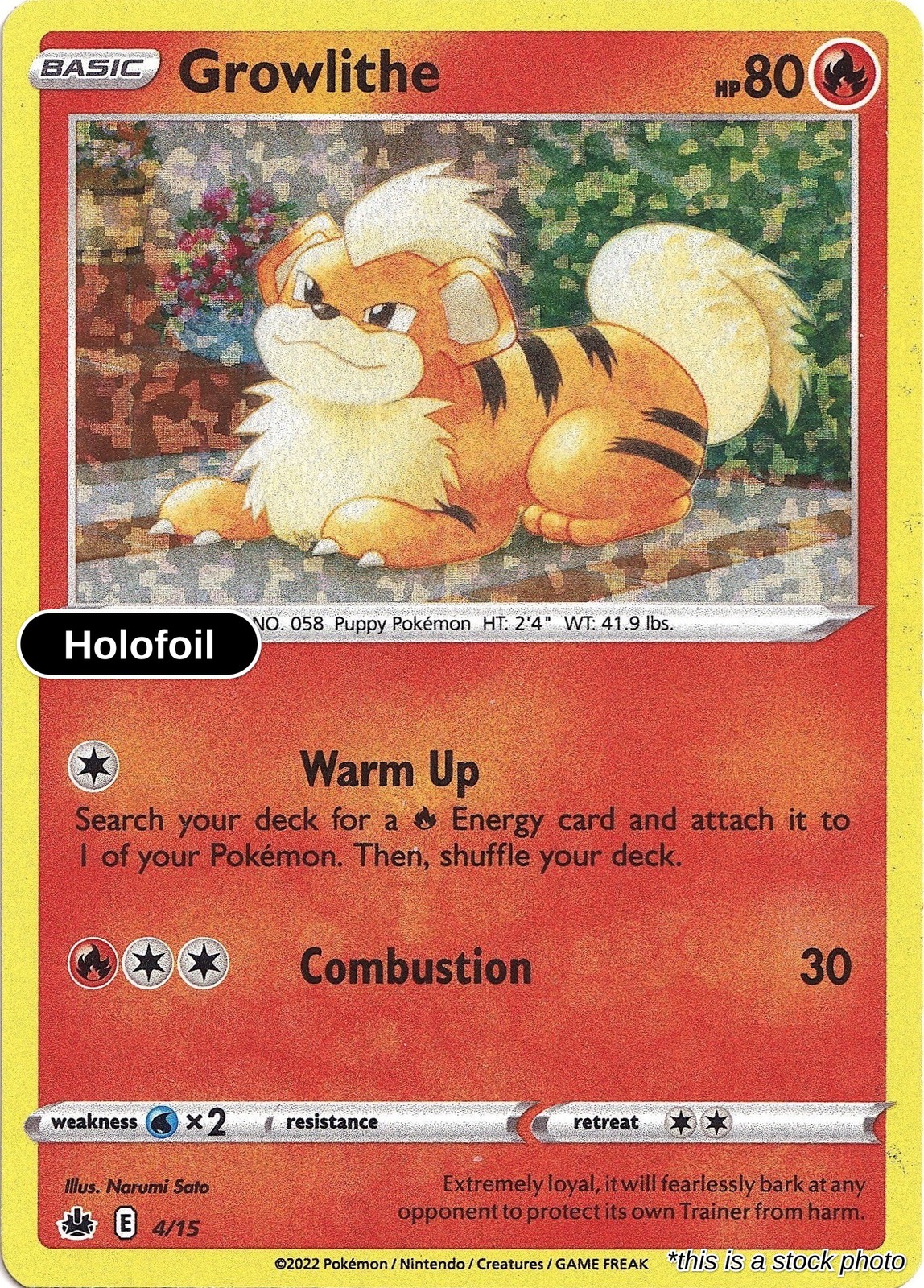 Growlithe : M22 Holofoil - 004/015 Lightly Played