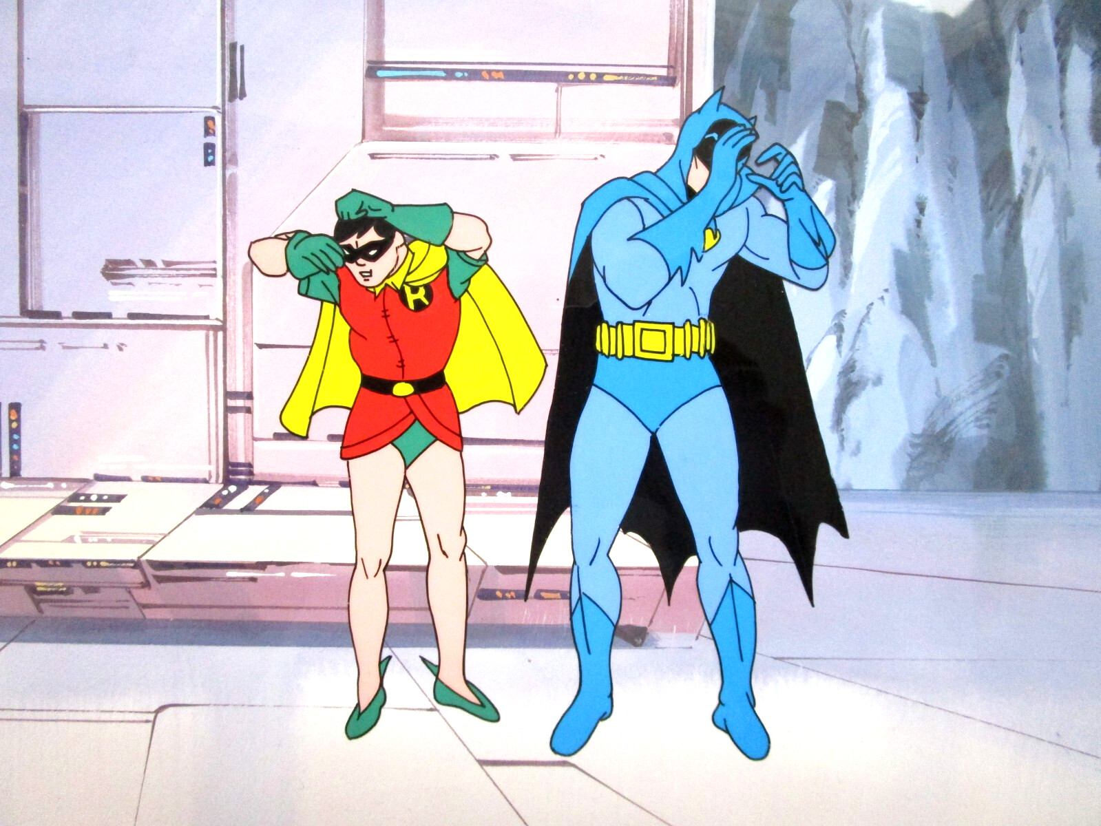 1960\'s BATMAN ROBIN DC COMICS Filmation ORIGINAL PRODUCTION drawing CEL + BACKG