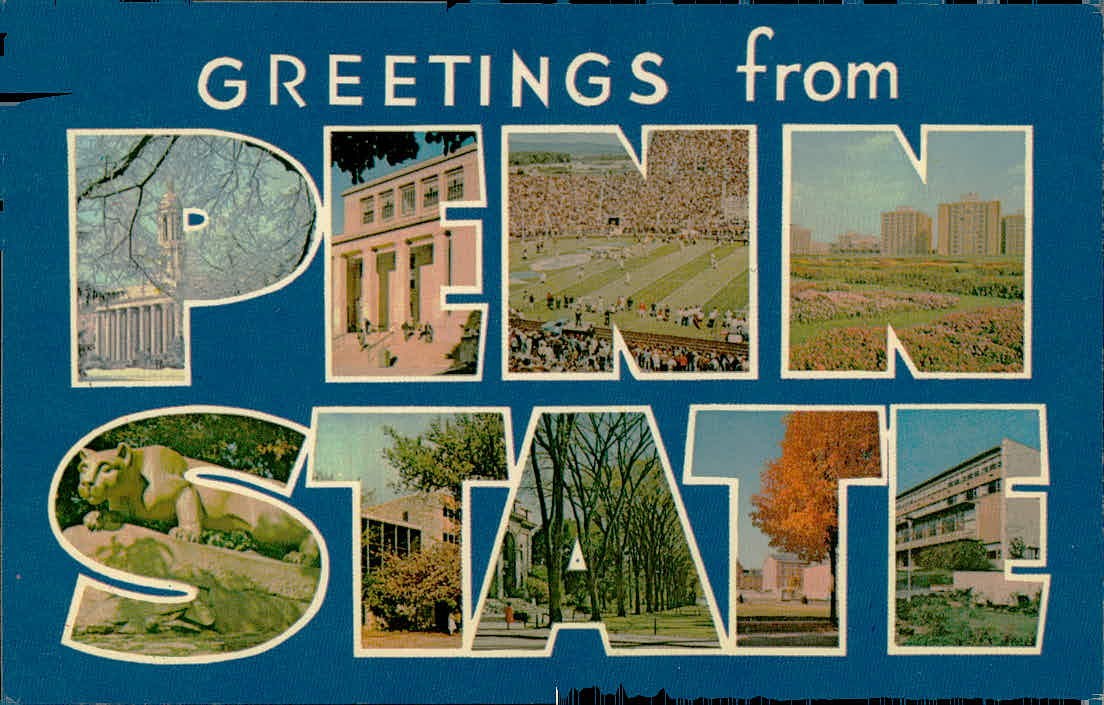 Vintage Greetings From Penn State University Large Letter Postcard