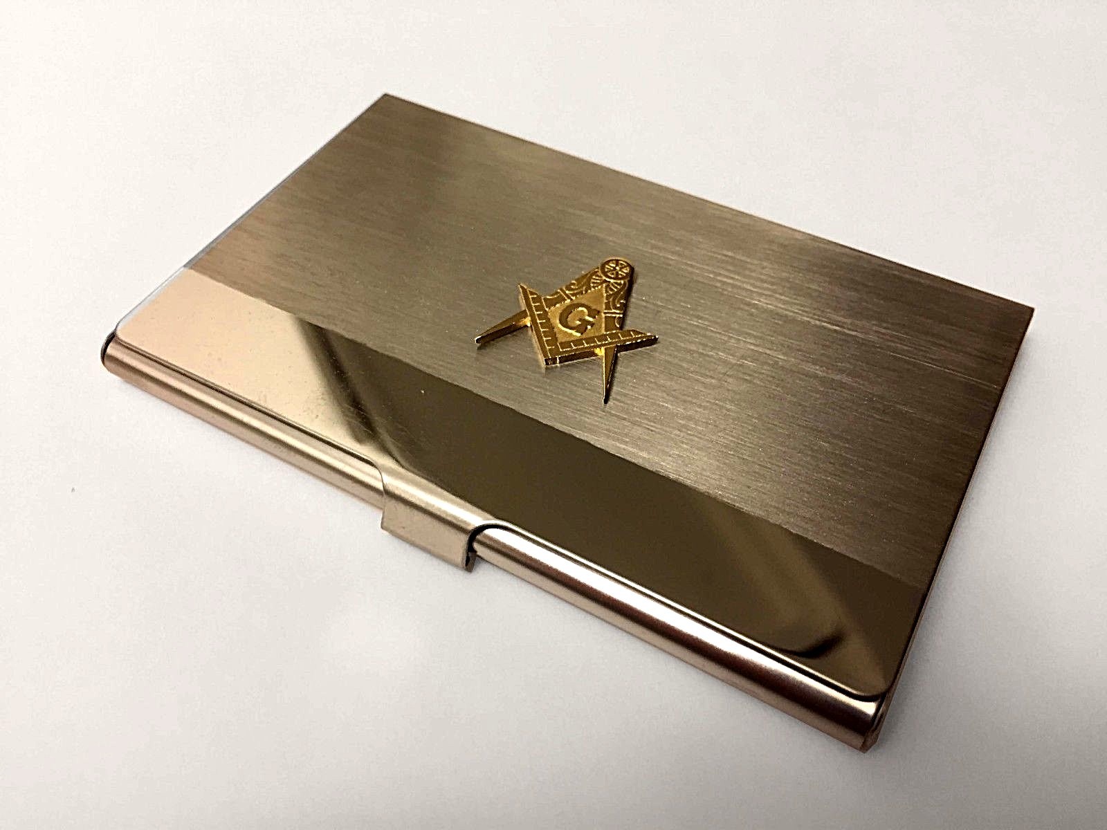 Masonic Business Card Holder Freemason Steel Gold Wallet ID Gift Metal Credit