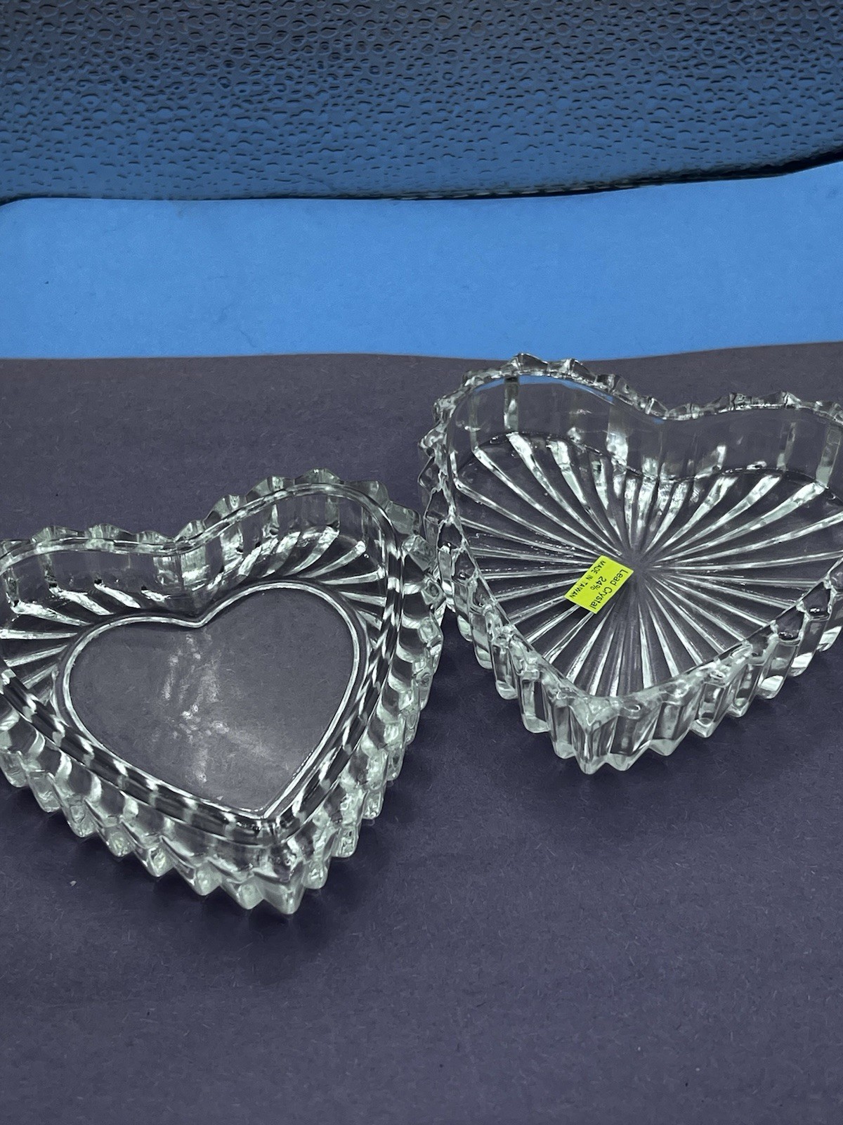 Vtg crystal 24% lead trinket catchall Candy dish 4” Multi Use Heart Gift Love