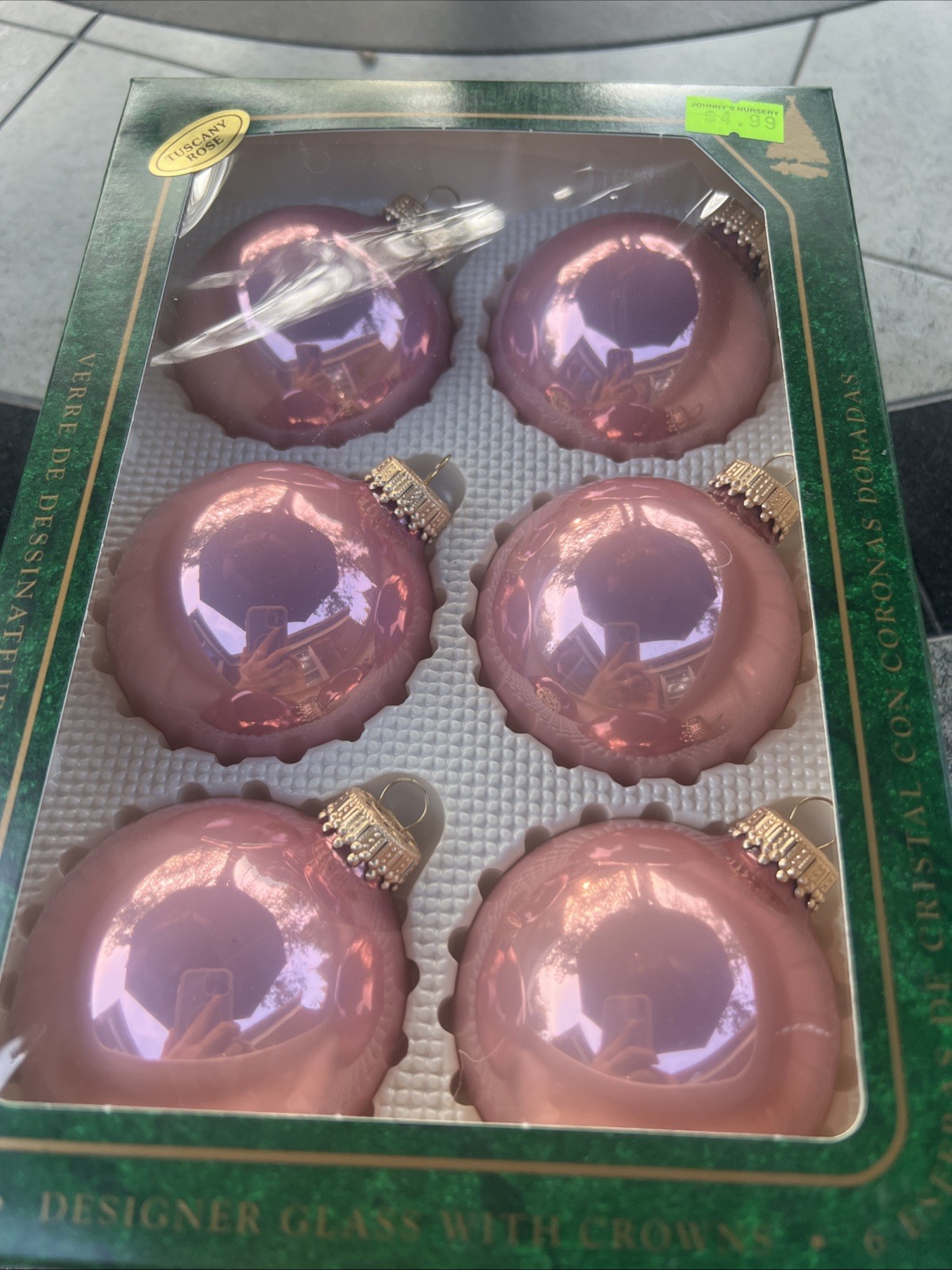 Christmas by Krebs TUSCANY ROSE /  PINK Glass Christmas Ornaments MADE IN USA